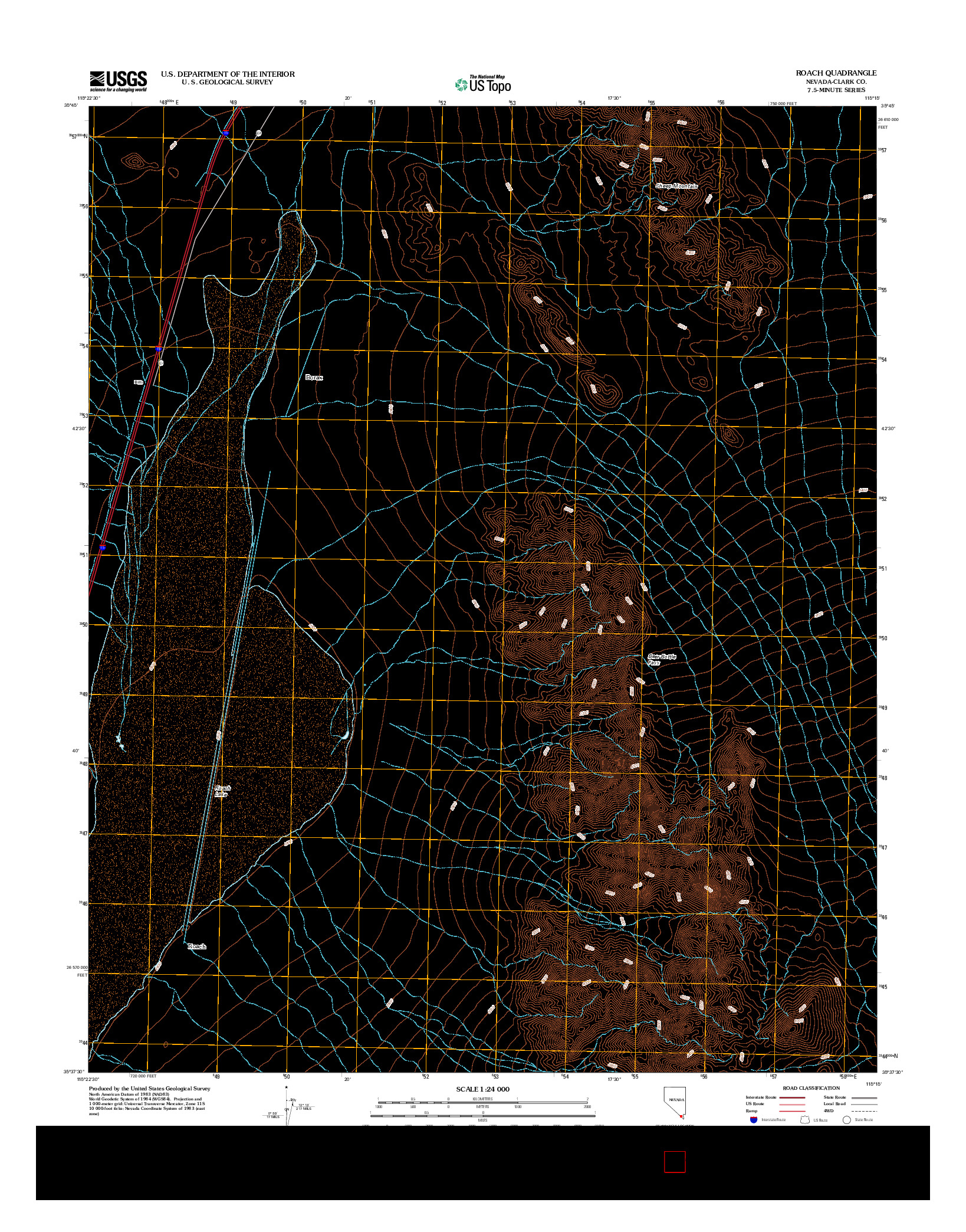 USGS US TOPO 7.5-MINUTE MAP FOR ROACH, NV 2012