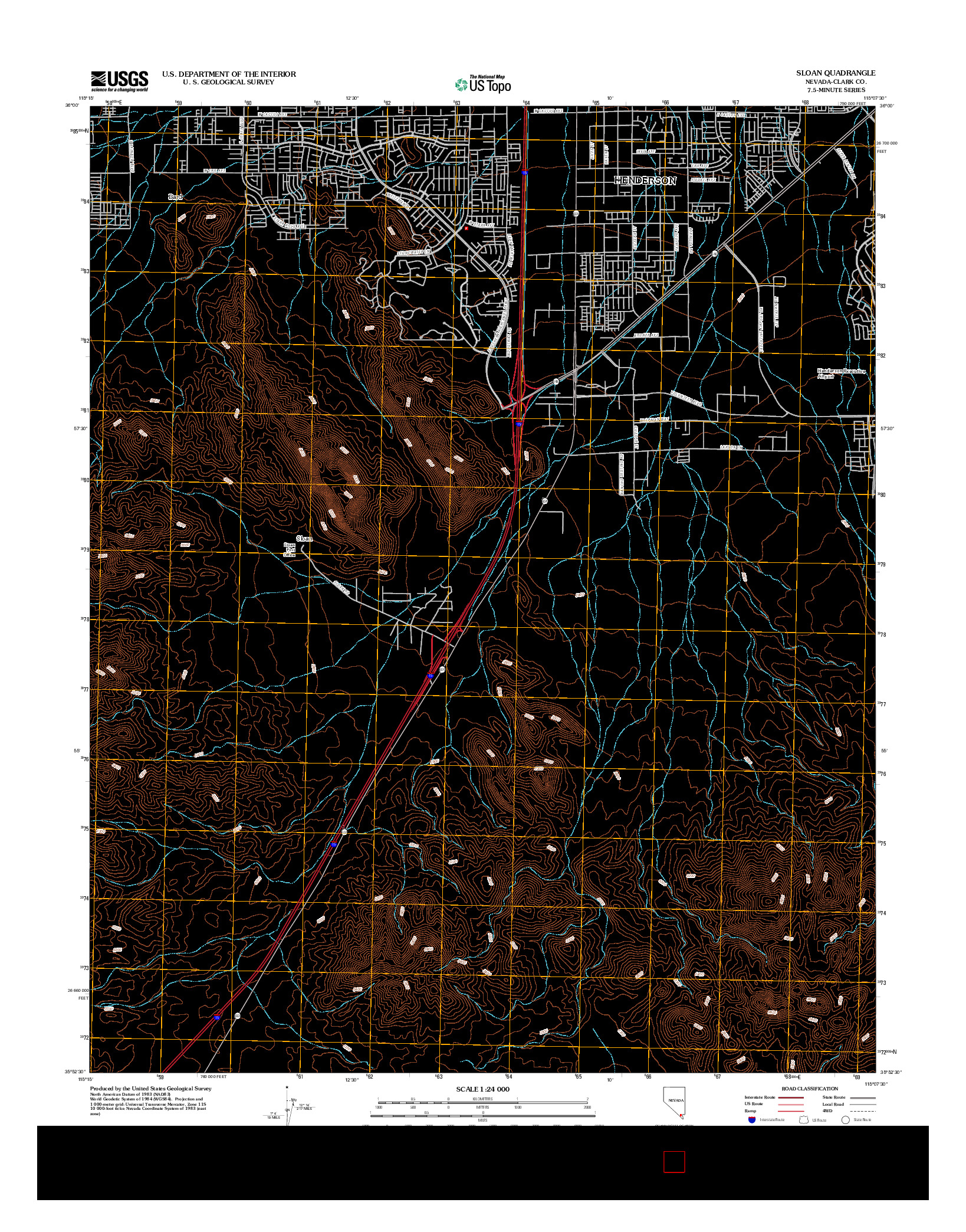 USGS US TOPO 7.5-MINUTE MAP FOR SLOAN, NV 2012