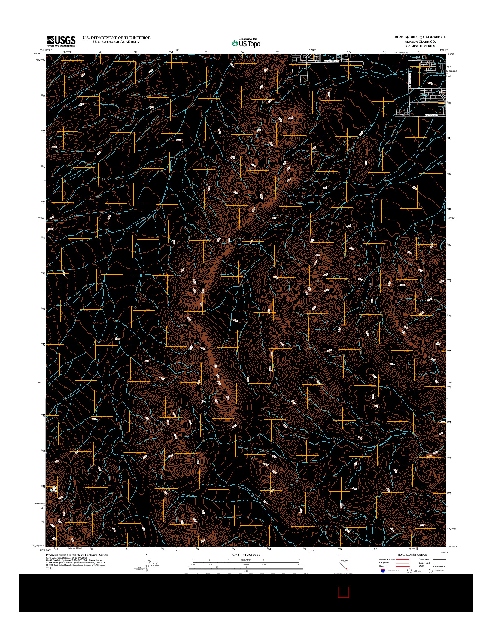 USGS US TOPO 7.5-MINUTE MAP FOR BIRD SPRING, NV 2012