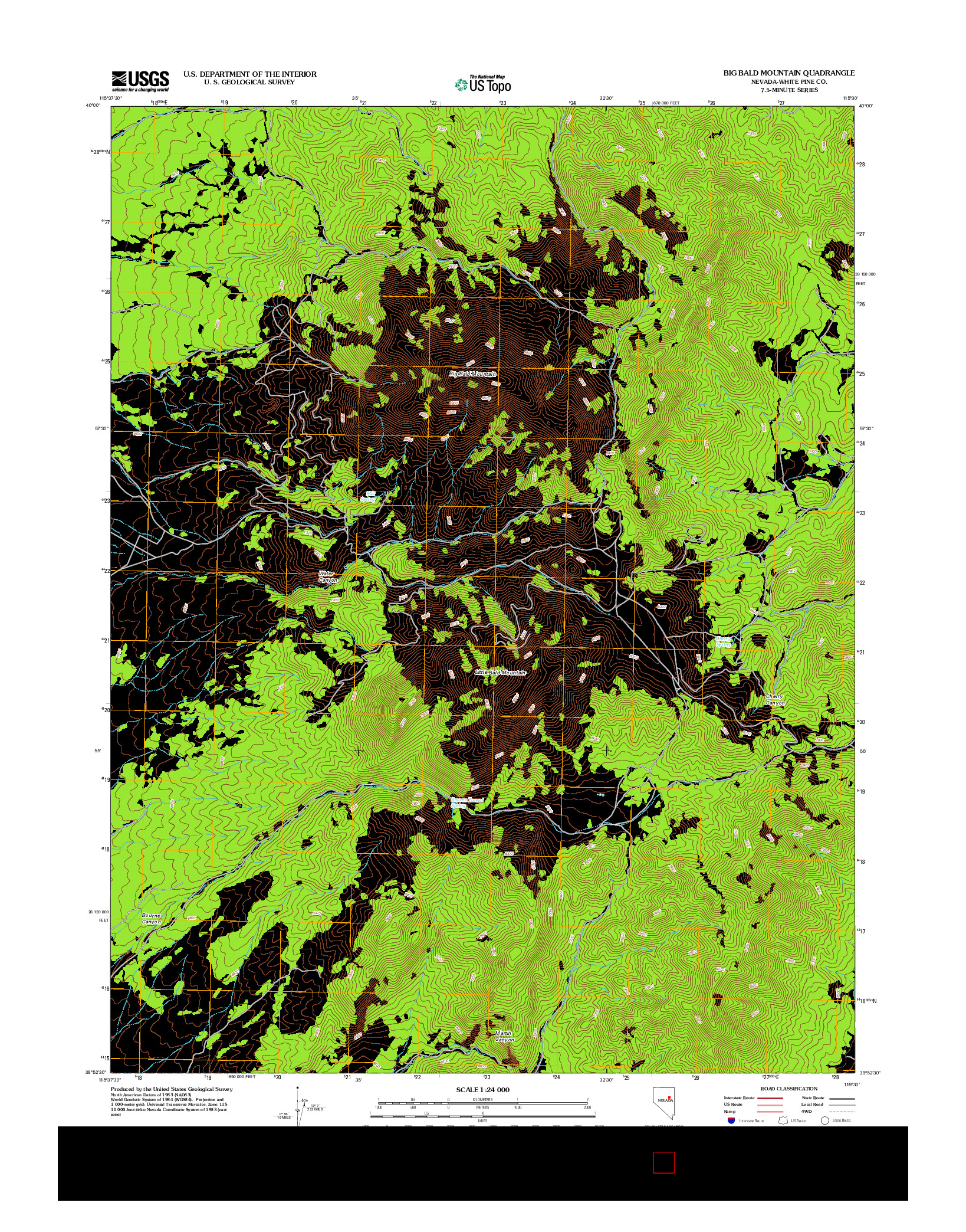 USGS US TOPO 7.5-MINUTE MAP FOR BIG BALD MOUNTAIN, NV 2012