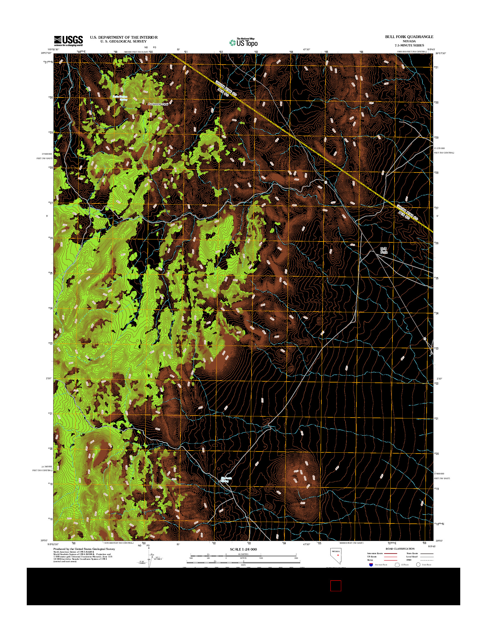 USGS US TOPO 7.5-MINUTE MAP FOR BULL FORK, NV 2012