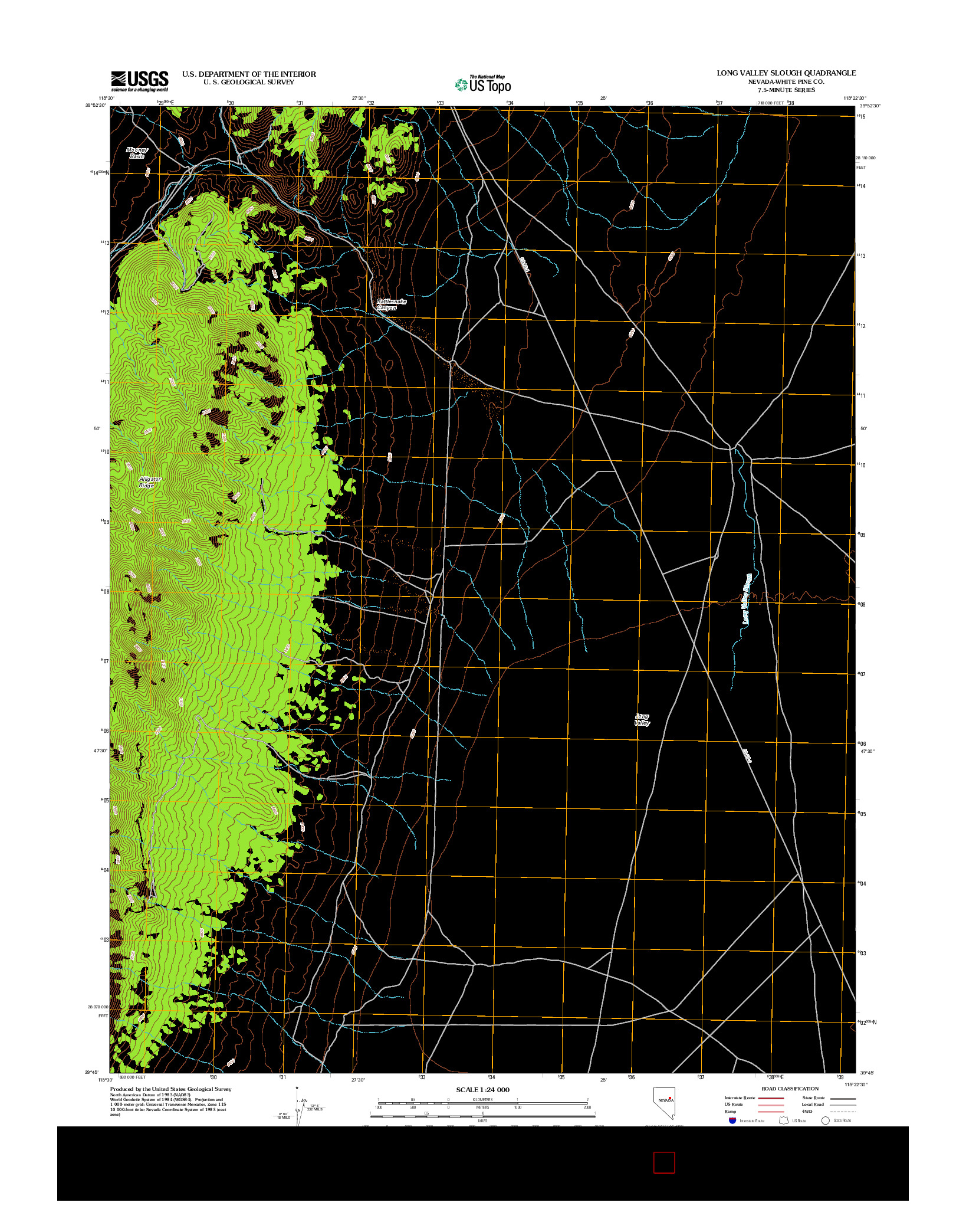 USGS US TOPO 7.5-MINUTE MAP FOR LONG VALLEY SLOUGH, NV 2012