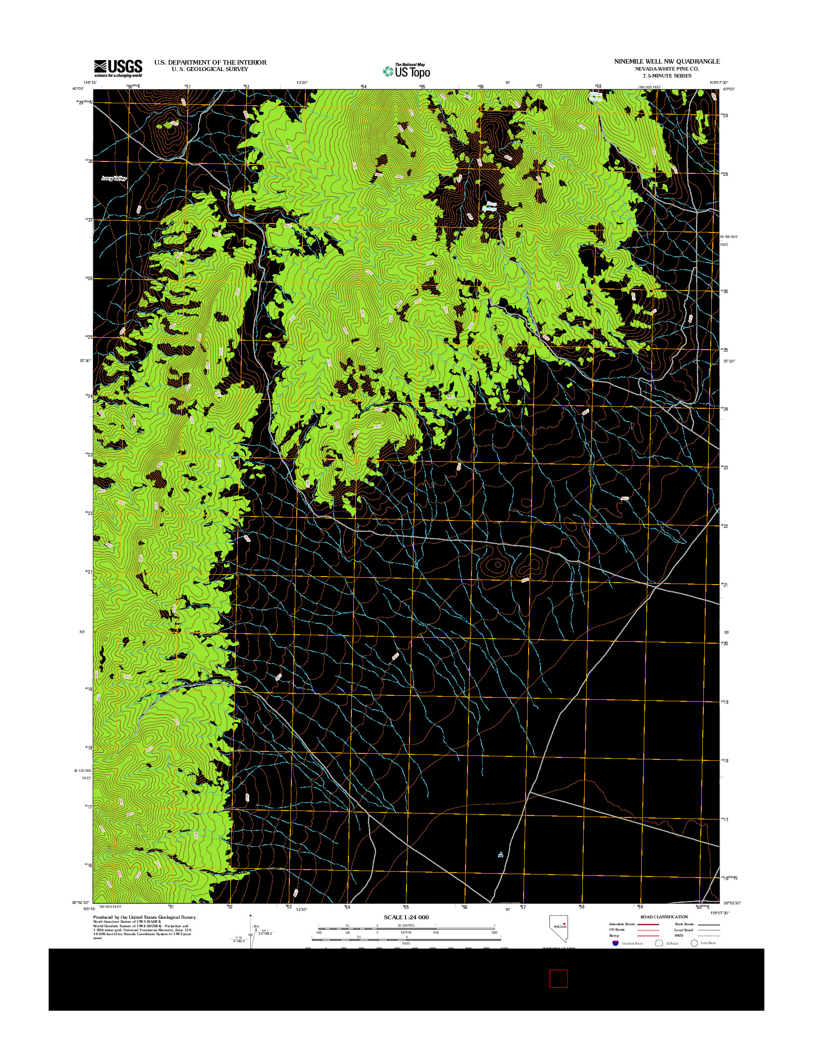 USGS US TOPO 7.5-MINUTE MAP FOR NINEMILE WELL NW, NV 2012