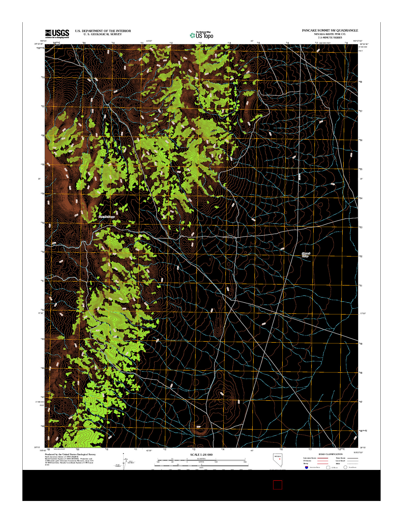 USGS US TOPO 7.5-MINUTE MAP FOR PANCAKE SUMMIT SW, NV 2012