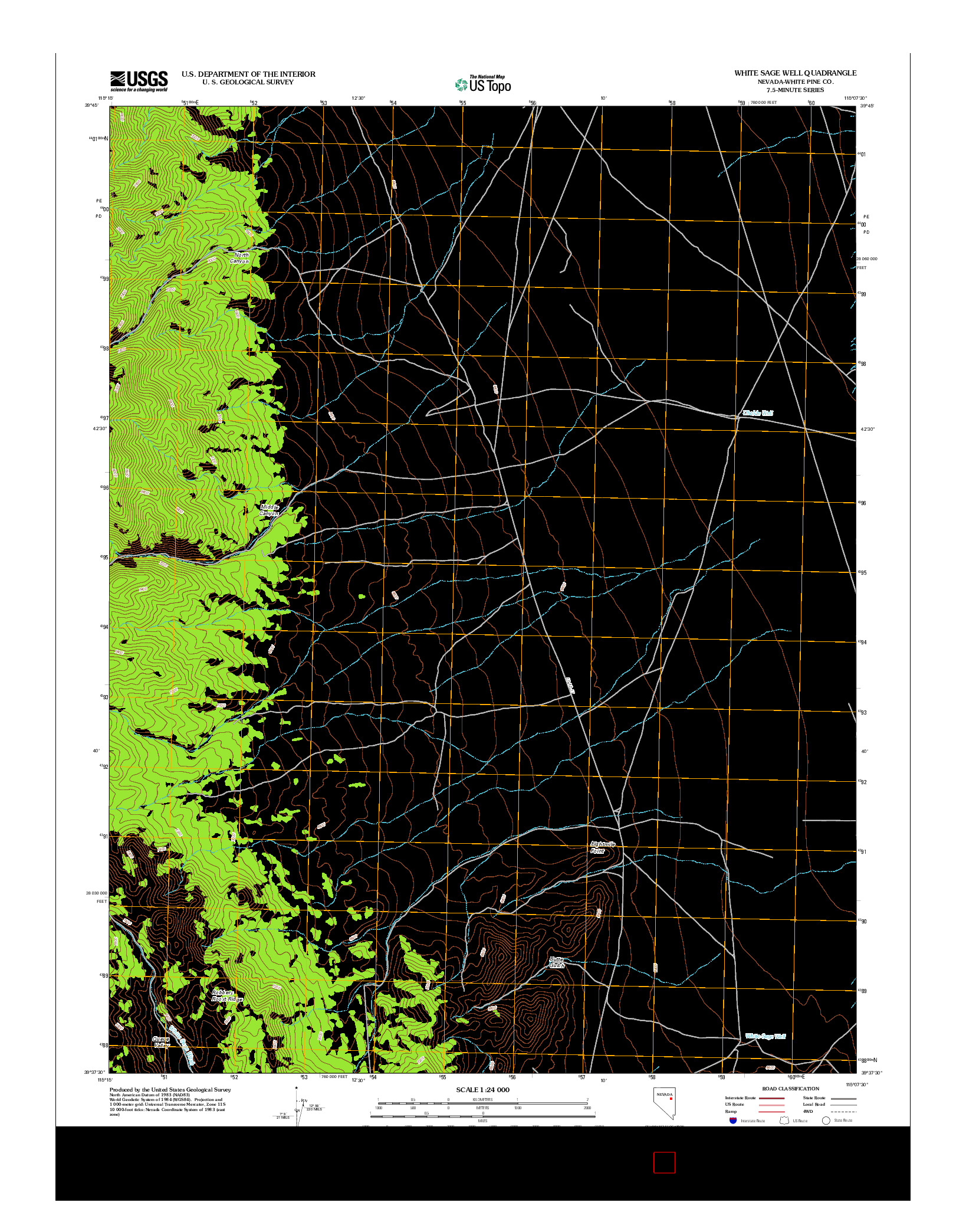 USGS US TOPO 7.5-MINUTE MAP FOR WHITE SAGE WELL, NV 2012