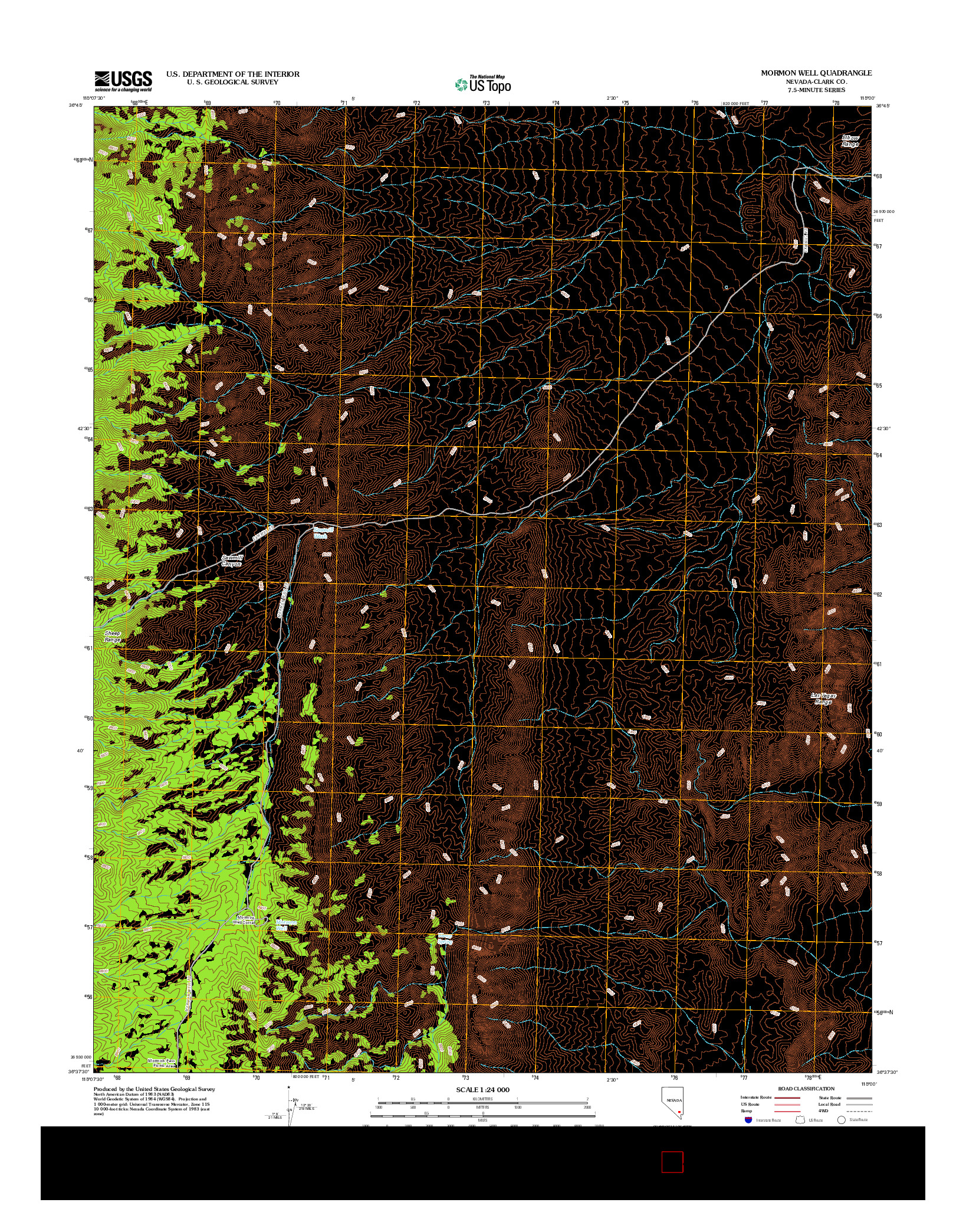 USGS US TOPO 7.5-MINUTE MAP FOR MORMON WELL, NV 2012