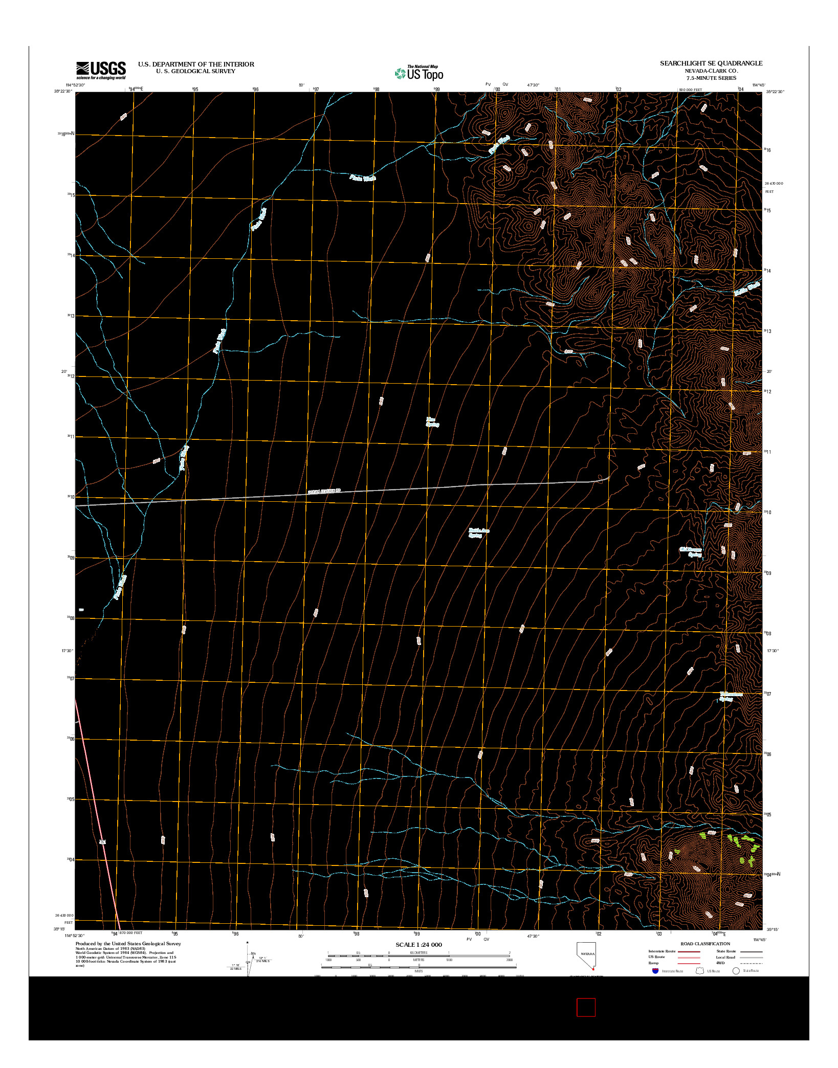 USGS US TOPO 7.5-MINUTE MAP FOR SEARCHLIGHT SE, NV 2012