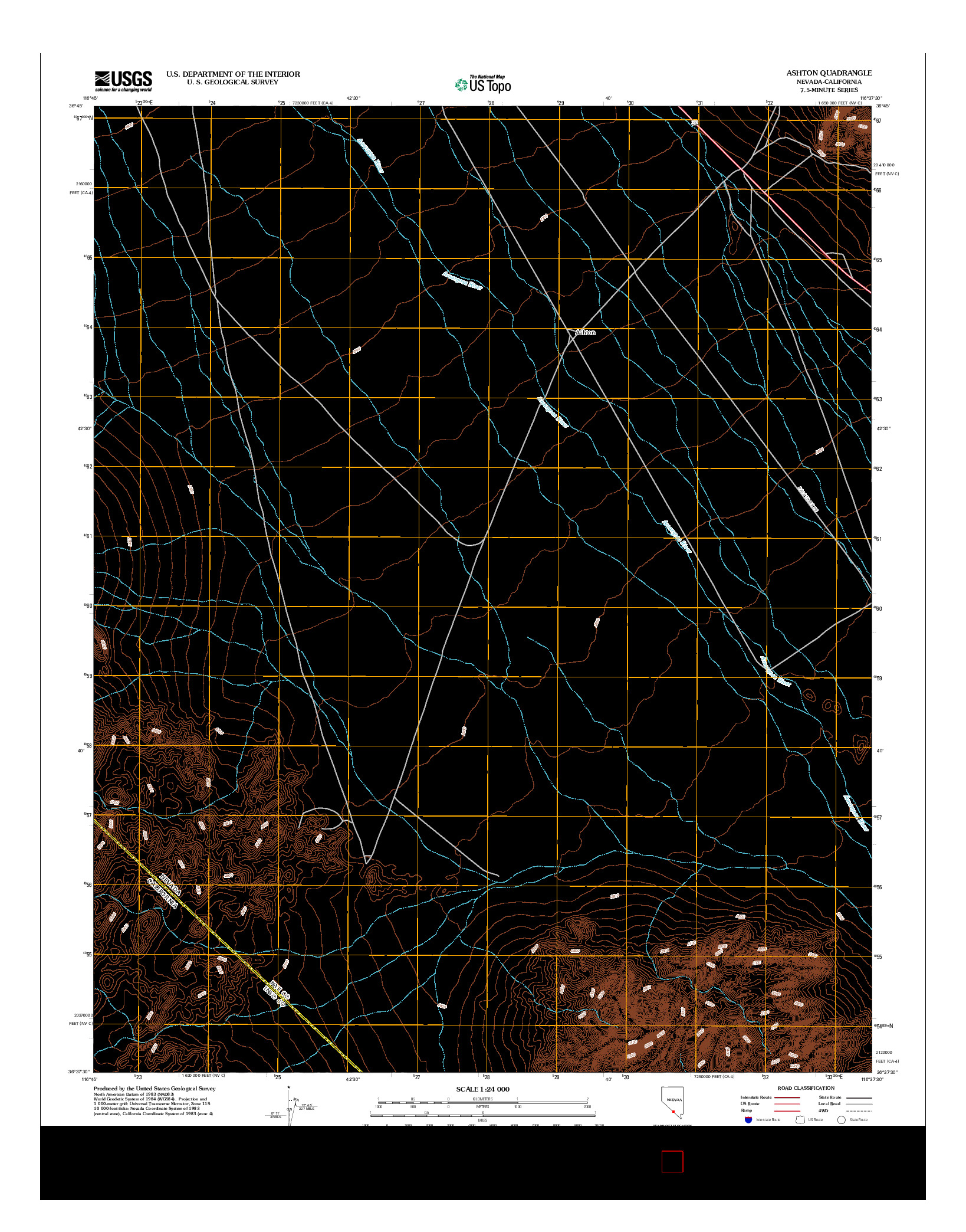 USGS US TOPO 7.5-MINUTE MAP FOR ASHTON, NV-CA 2012