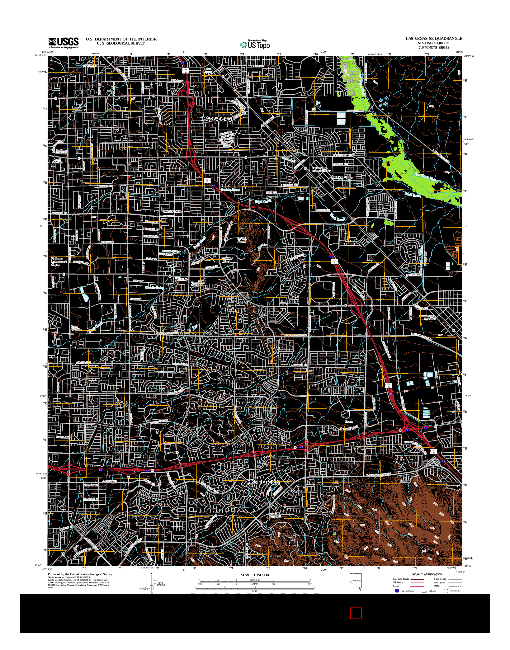 USGS US TOPO 7.5-MINUTE MAP FOR LAS VEGAS SE, NV 2012