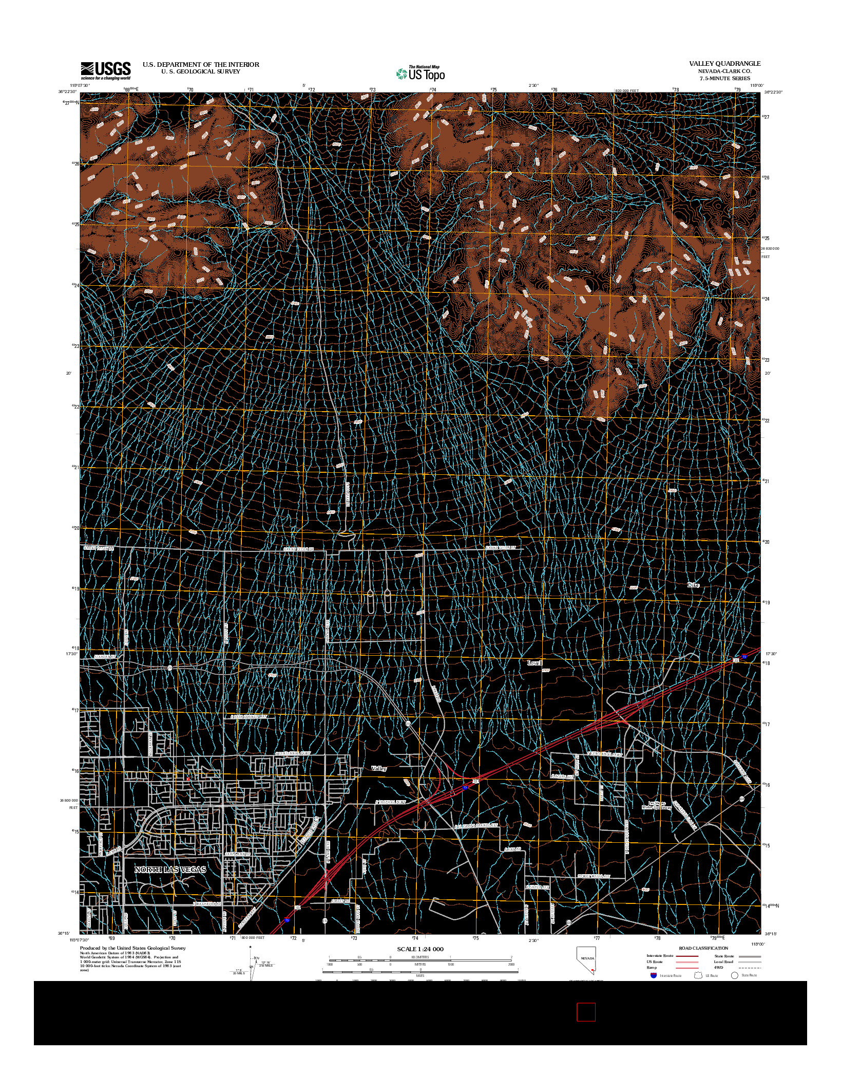 USGS US TOPO 7.5-MINUTE MAP FOR VALLEY, NV 2012