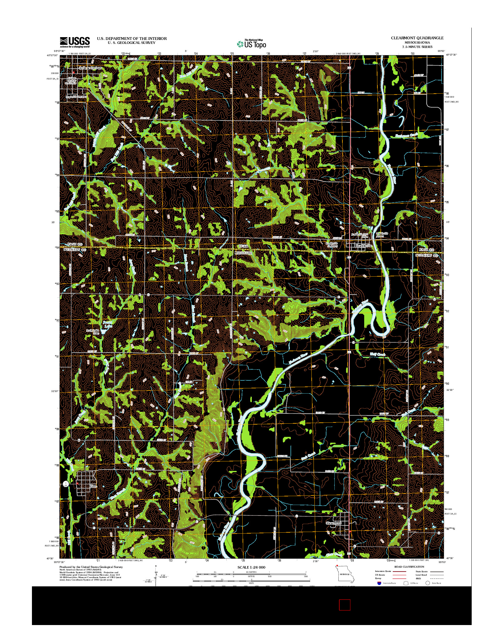 USGS US TOPO 7.5-MINUTE MAP FOR CLEARMONT, MO-IA 2012