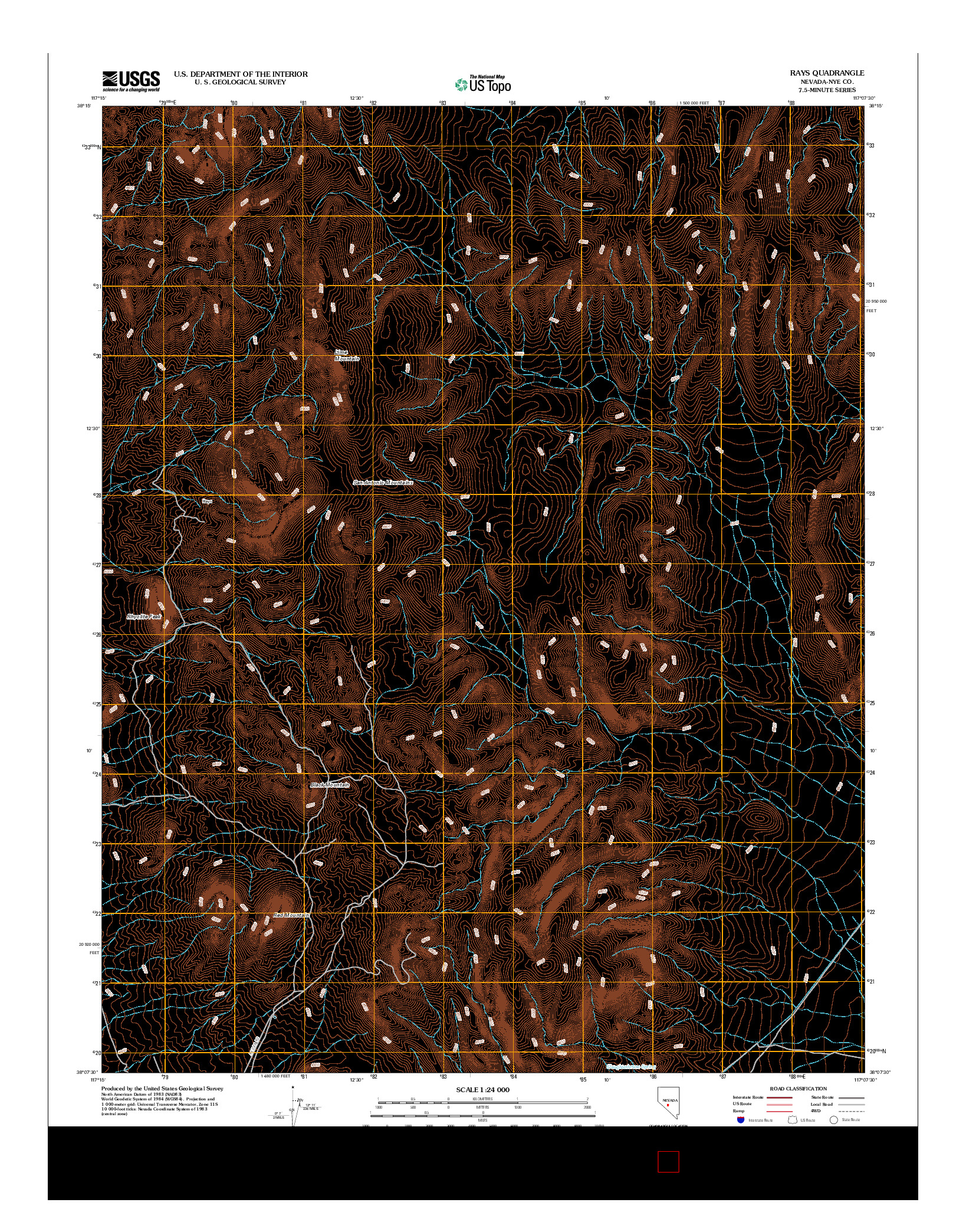 USGS US TOPO 7.5-MINUTE MAP FOR RAYS, NV 2012