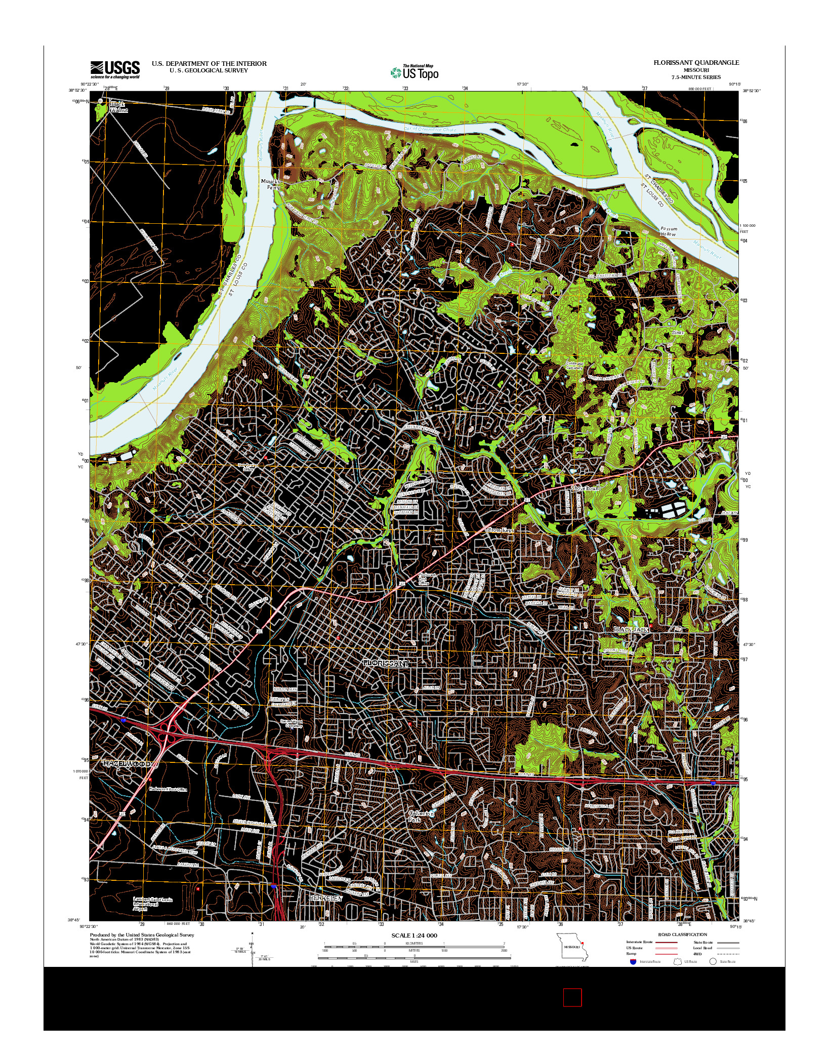 USGS US TOPO 7.5-MINUTE MAP FOR FLORISSANT, MO 2012
