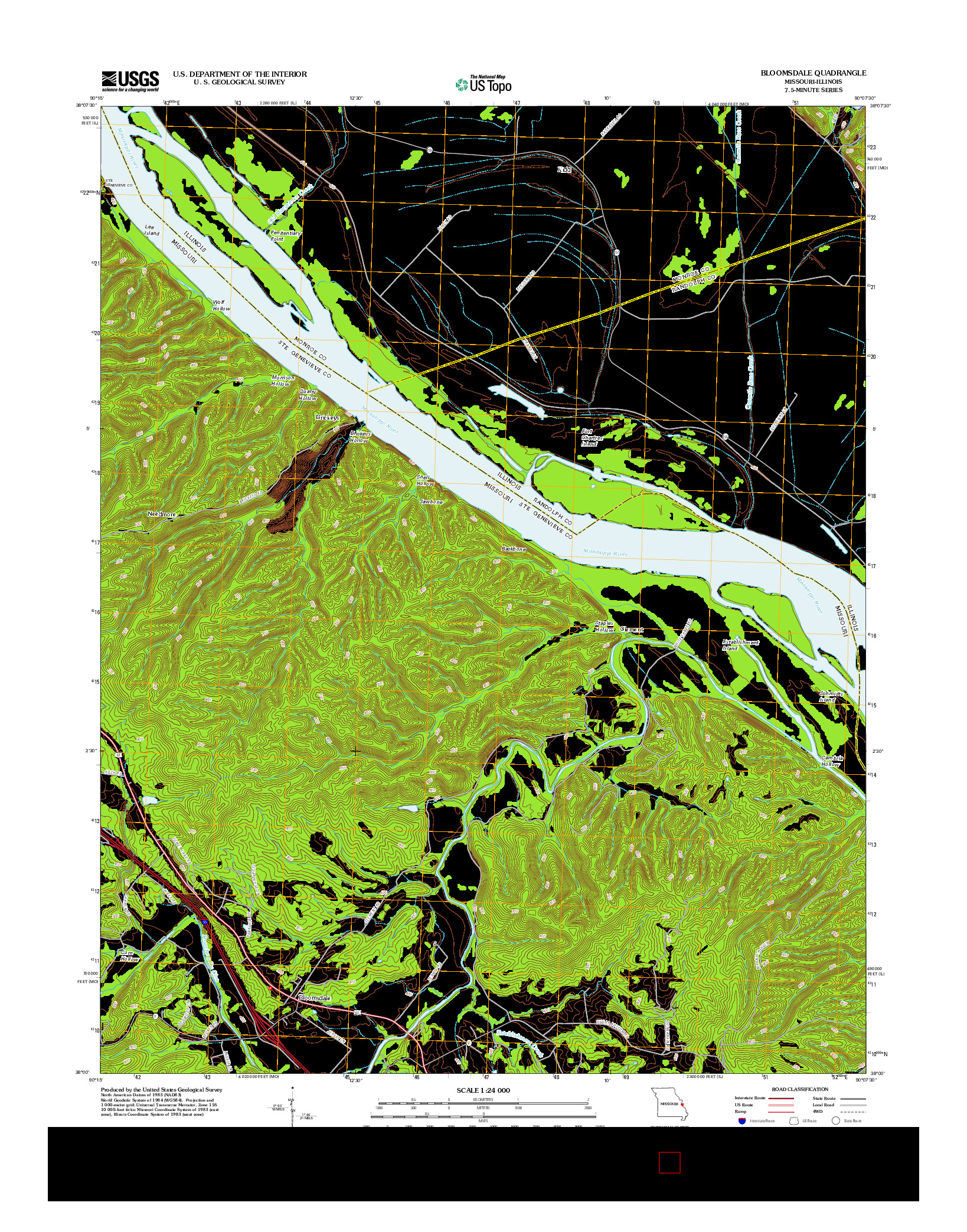 USGS US TOPO 7.5-MINUTE MAP FOR BLOOMSDALE, MO-IL 2012