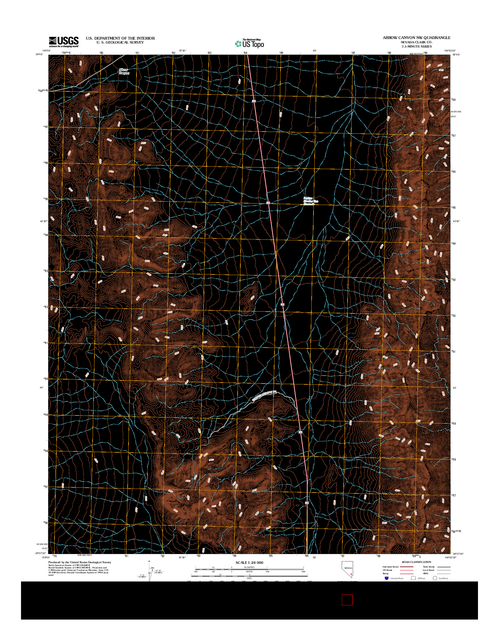 USGS US TOPO 7.5-MINUTE MAP FOR ARROW CANYON NW, NV 2012