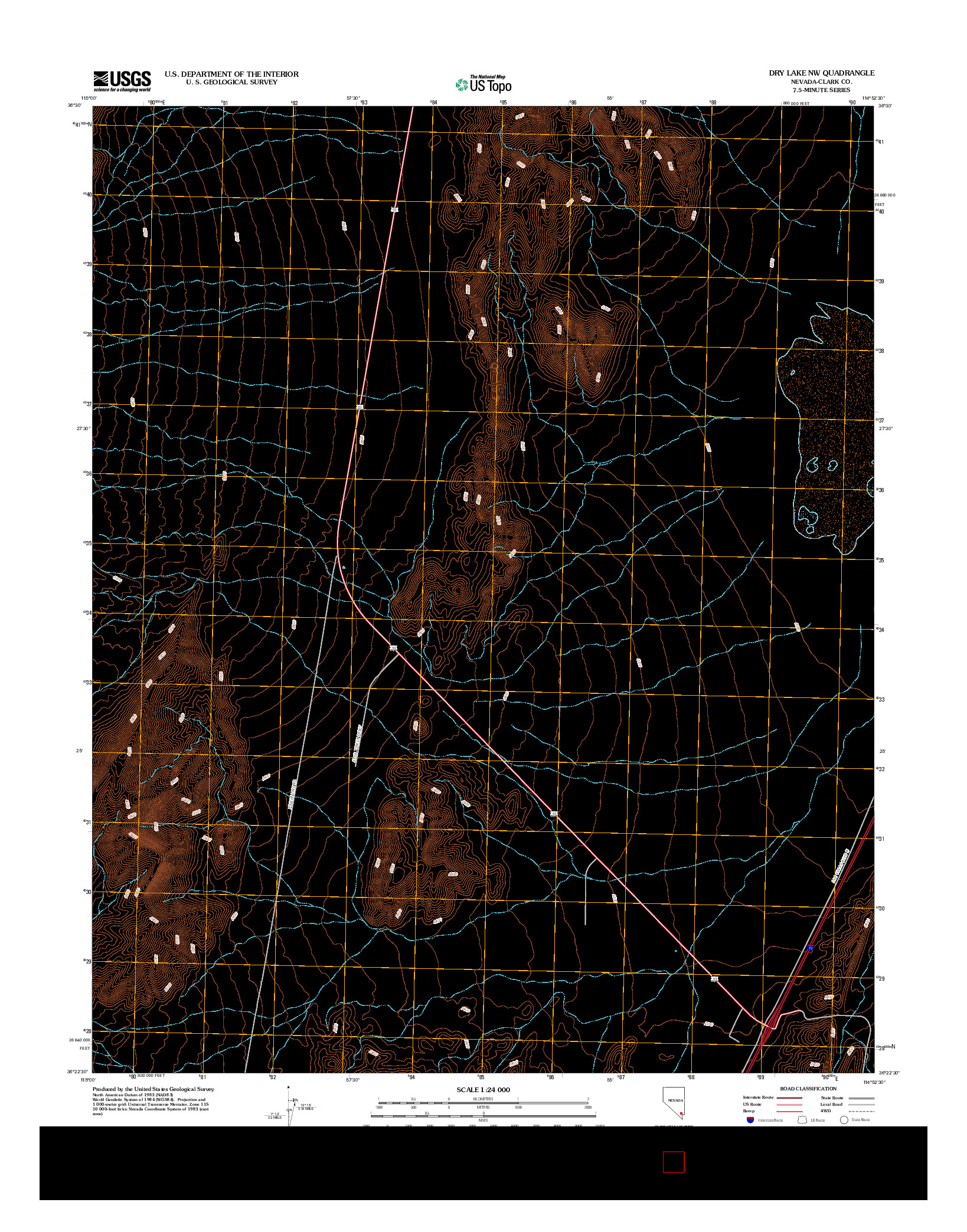 USGS US TOPO 7.5-MINUTE MAP FOR DRY LAKE NW, NV 2012