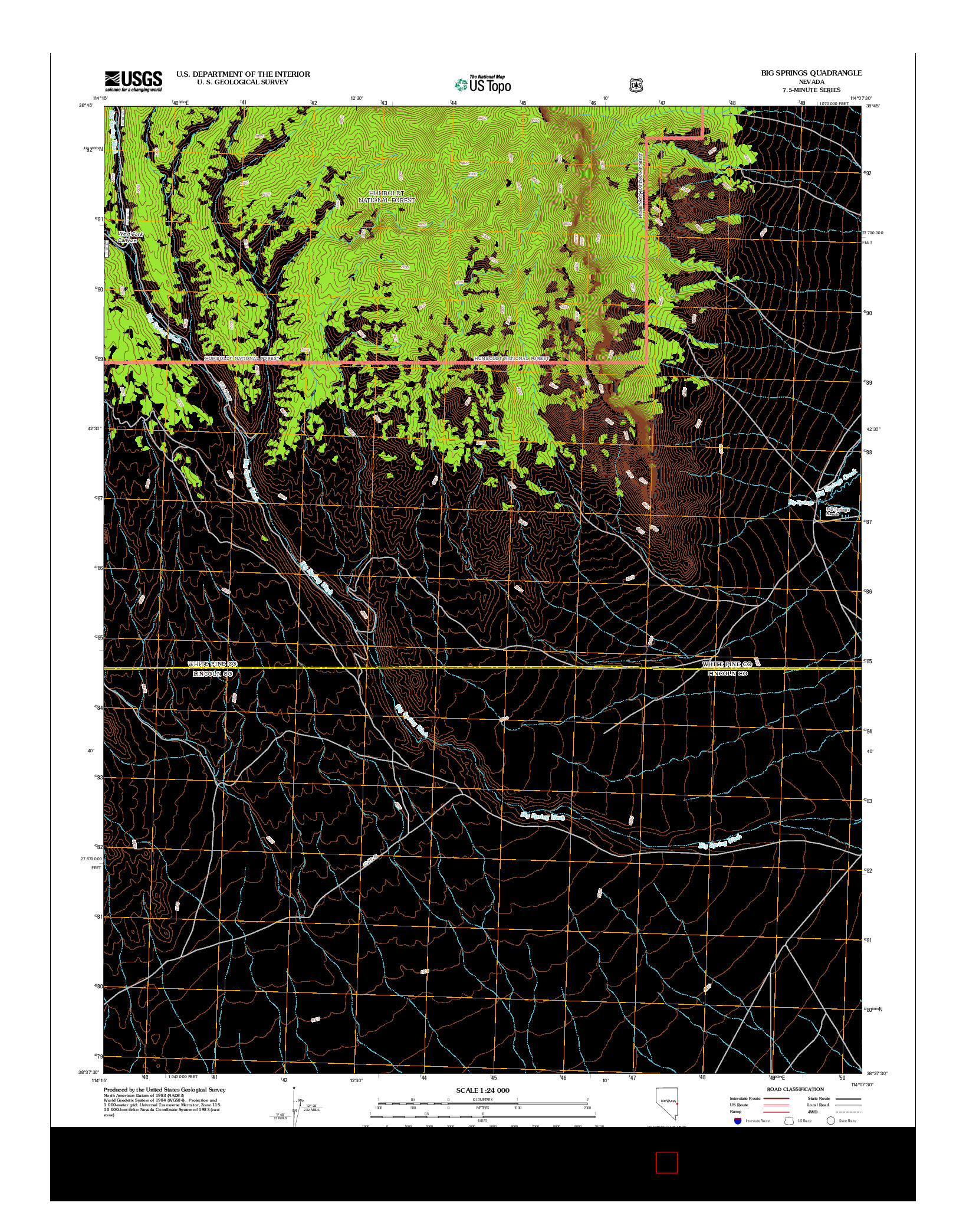 USGS US TOPO 7.5-MINUTE MAP FOR BIG SPRINGS, NV 2012