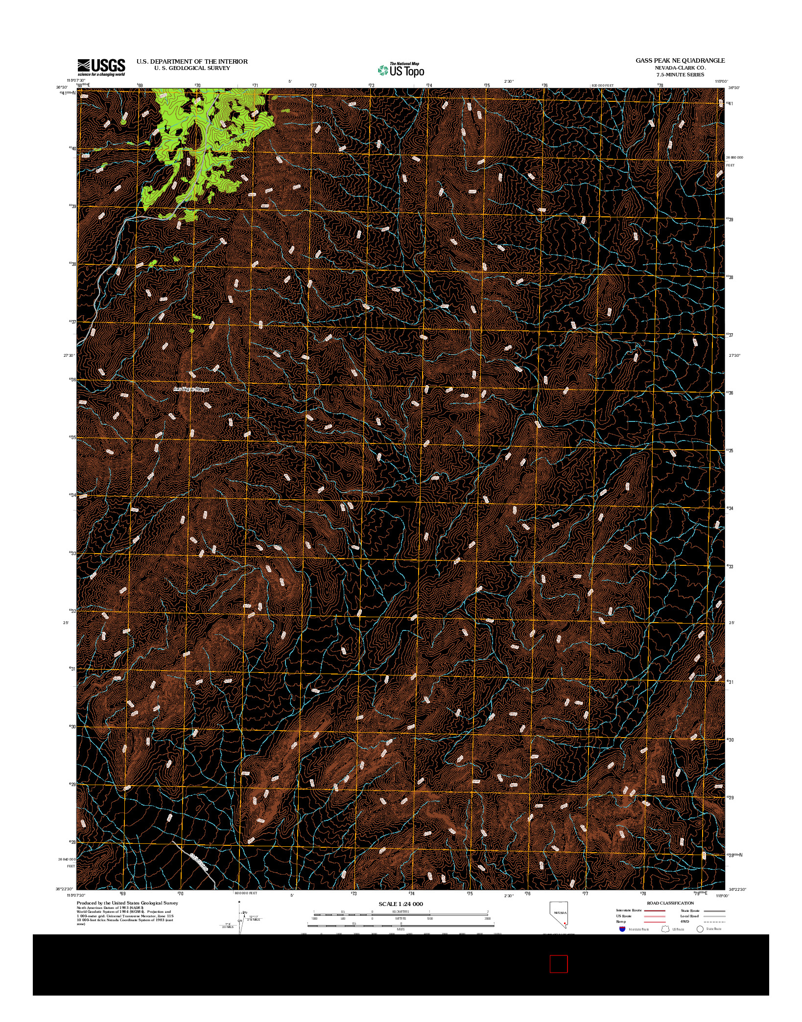 USGS US TOPO 7.5-MINUTE MAP FOR GASS PEAK NE, NV 2012