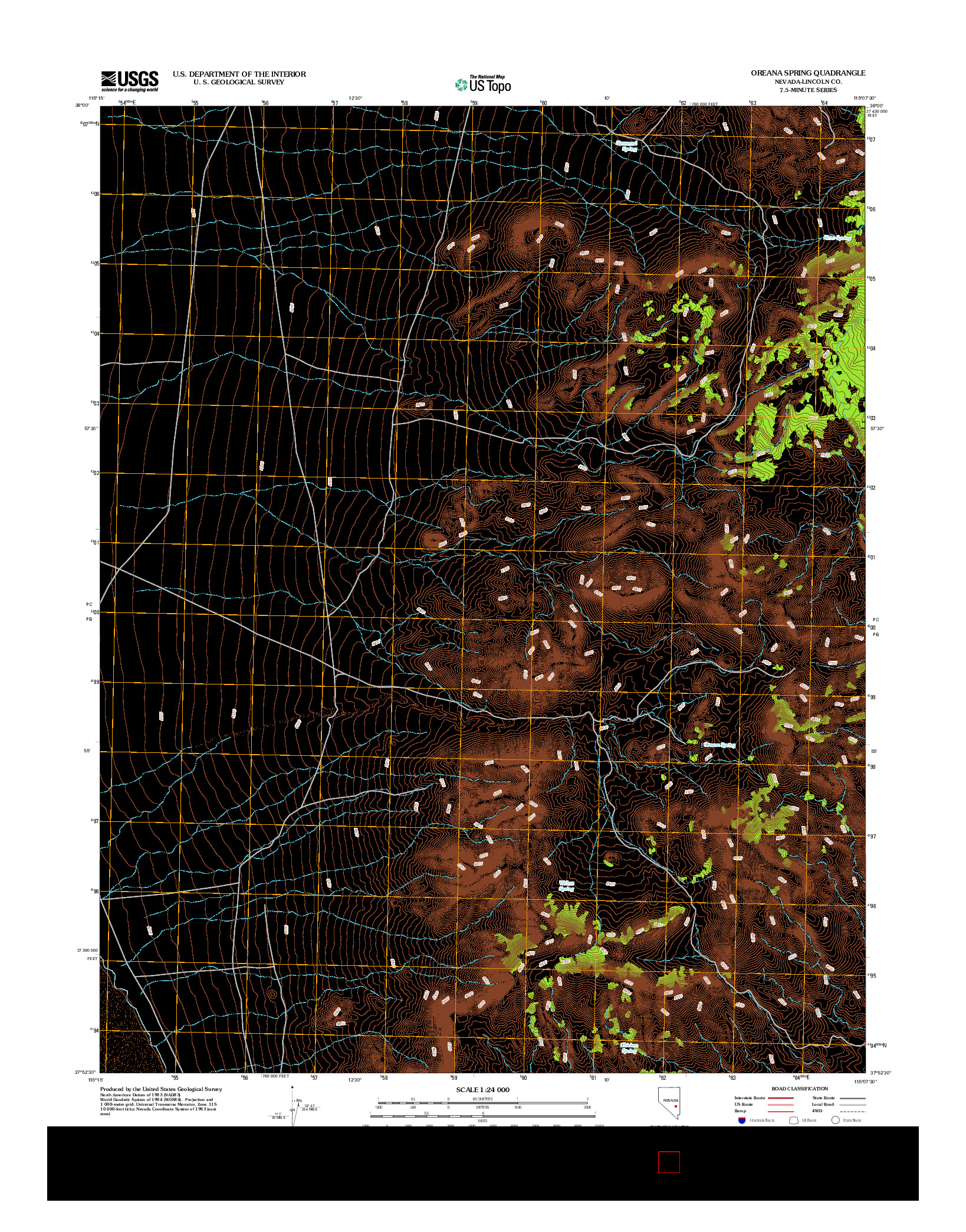 USGS US TOPO 7.5-MINUTE MAP FOR OREANA SPRING, NV 2012