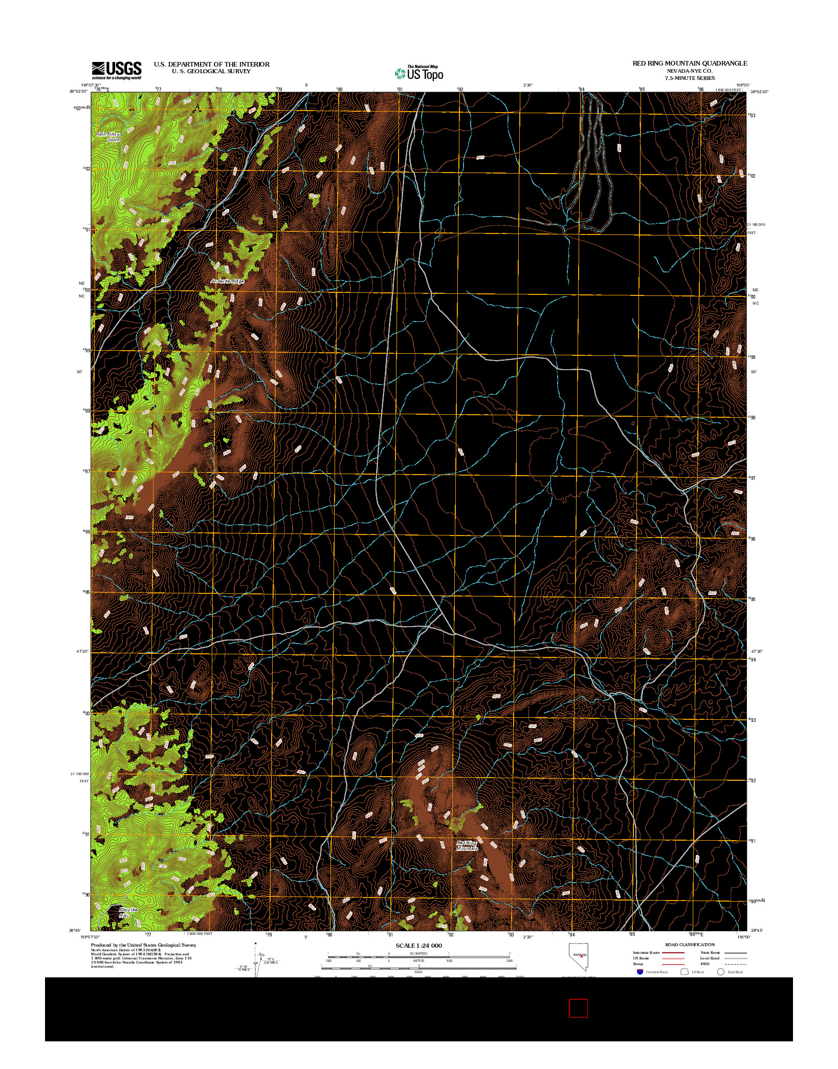 USGS US TOPO 7.5-MINUTE MAP FOR RED RING MOUNTAIN, NV 2012