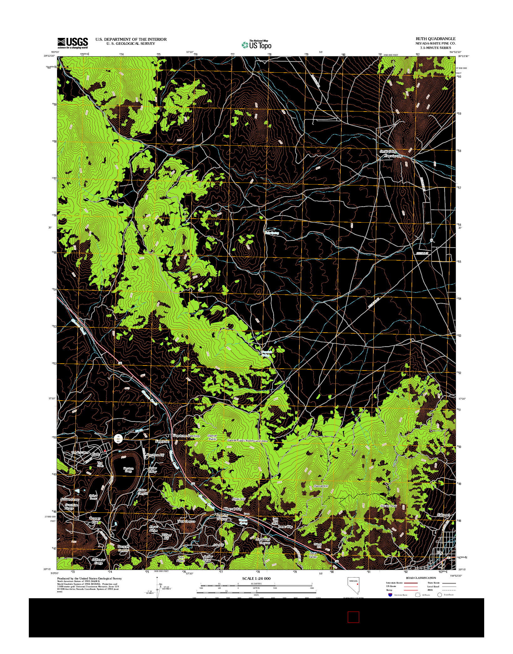 USGS US TOPO 7.5-MINUTE MAP FOR RUTH, NV 2012