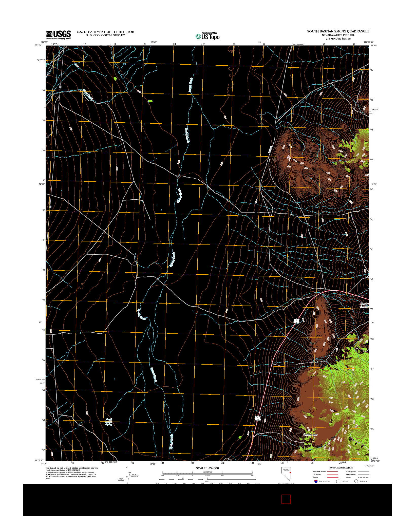 USGS US TOPO 7.5-MINUTE MAP FOR SOUTH BASTIAN SPRING, NV 2012