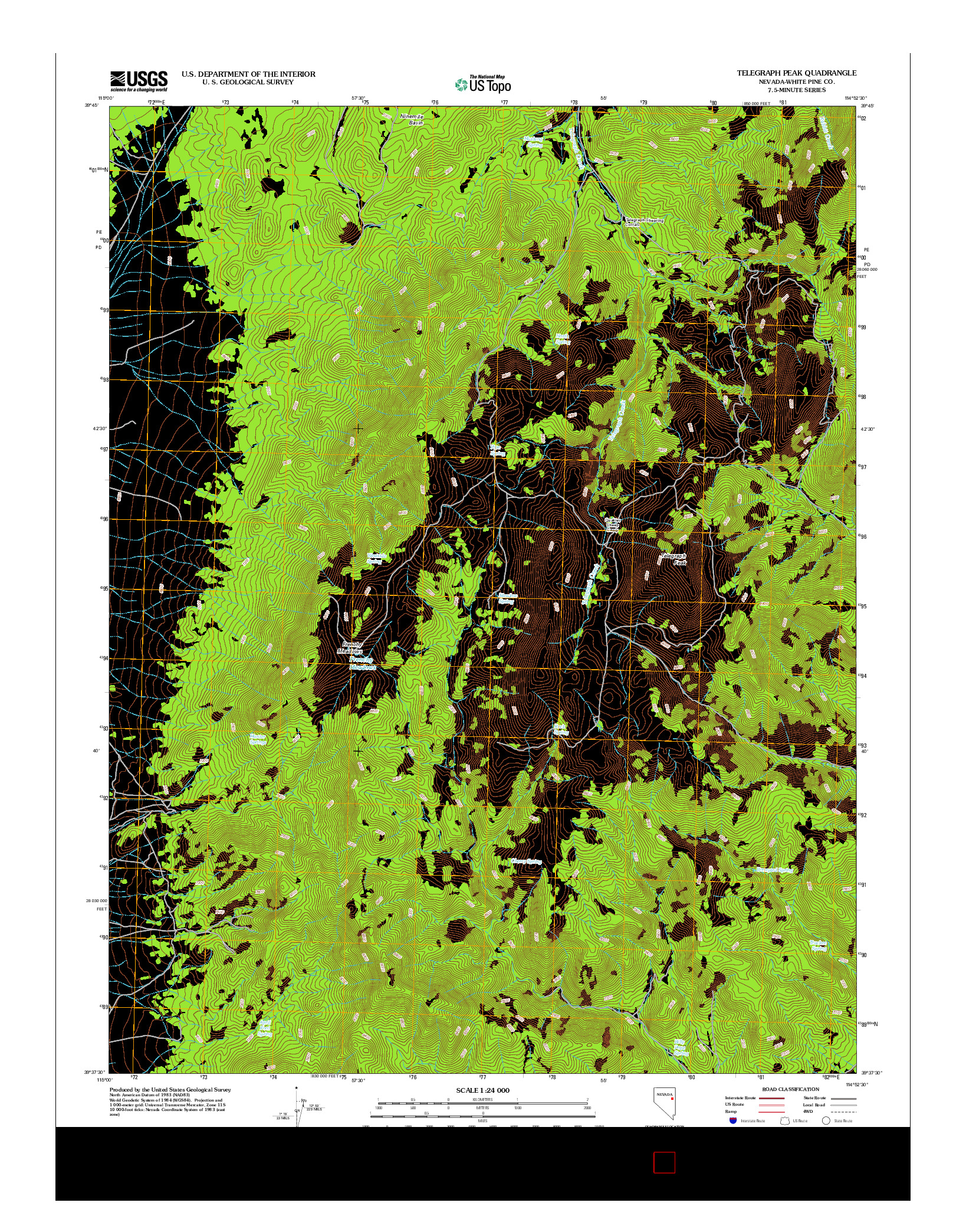 USGS US TOPO 7.5-MINUTE MAP FOR TELEGRAPH PEAK, NV 2012