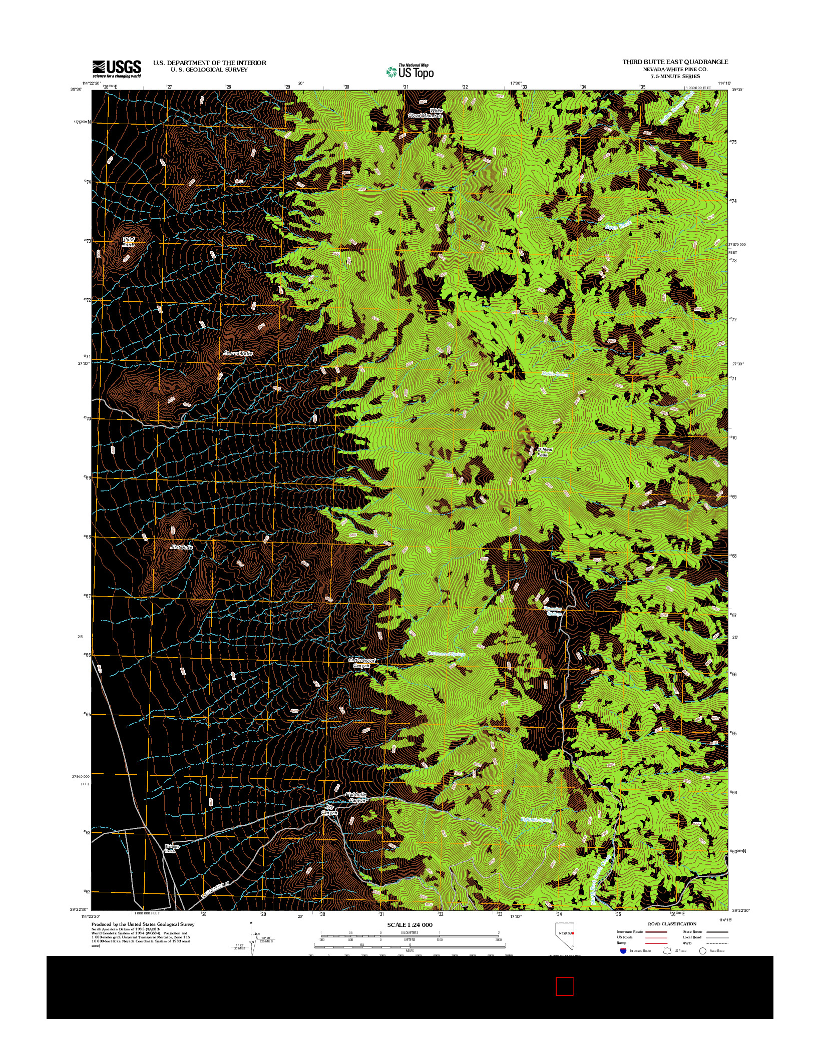 USGS US TOPO 7.5-MINUTE MAP FOR THIRD BUTTE EAST, NV 2012