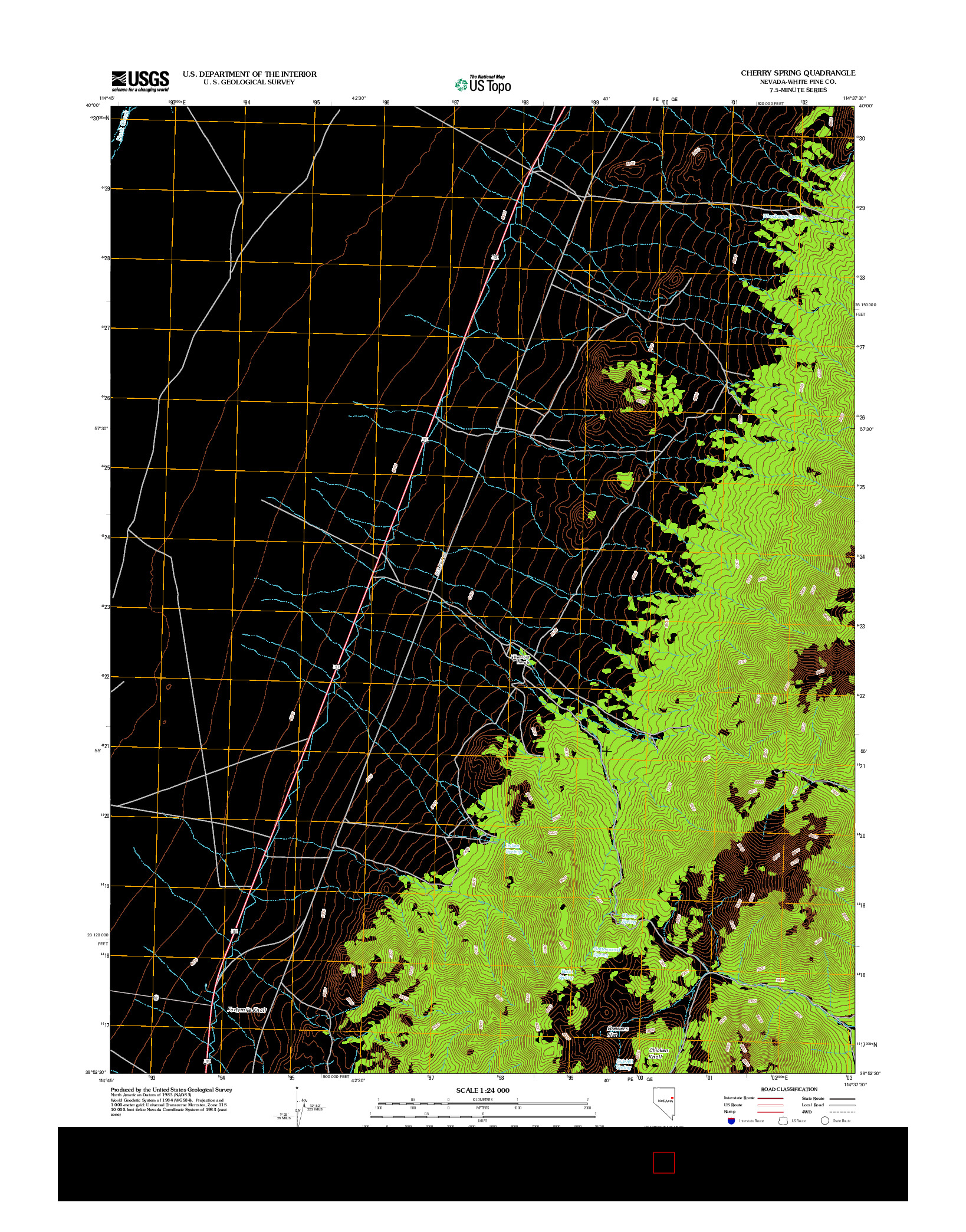 USGS US TOPO 7.5-MINUTE MAP FOR CHERRY SPRING, NV 2012