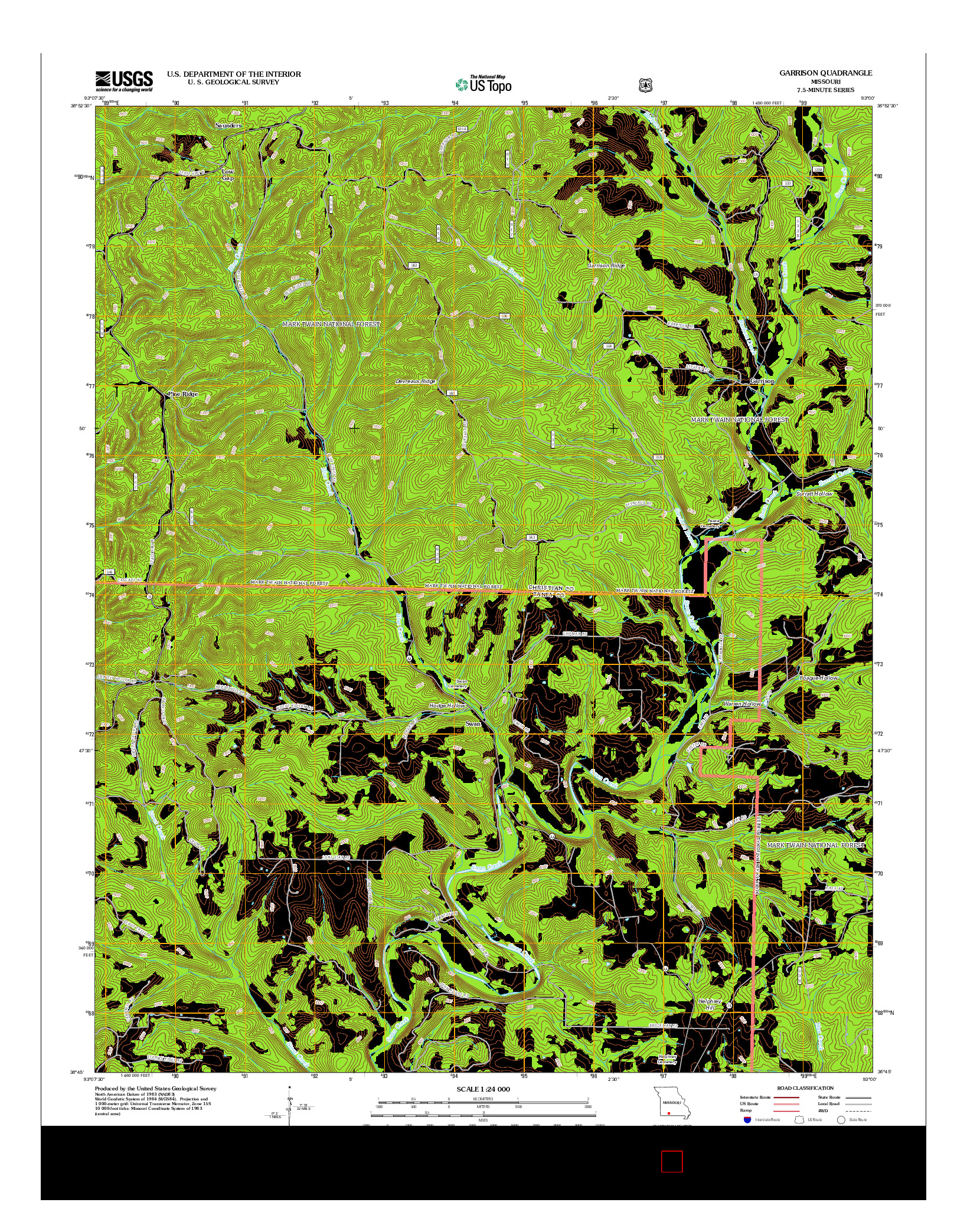 USGS US TOPO 7.5-MINUTE MAP FOR GARRISON, MO 2012