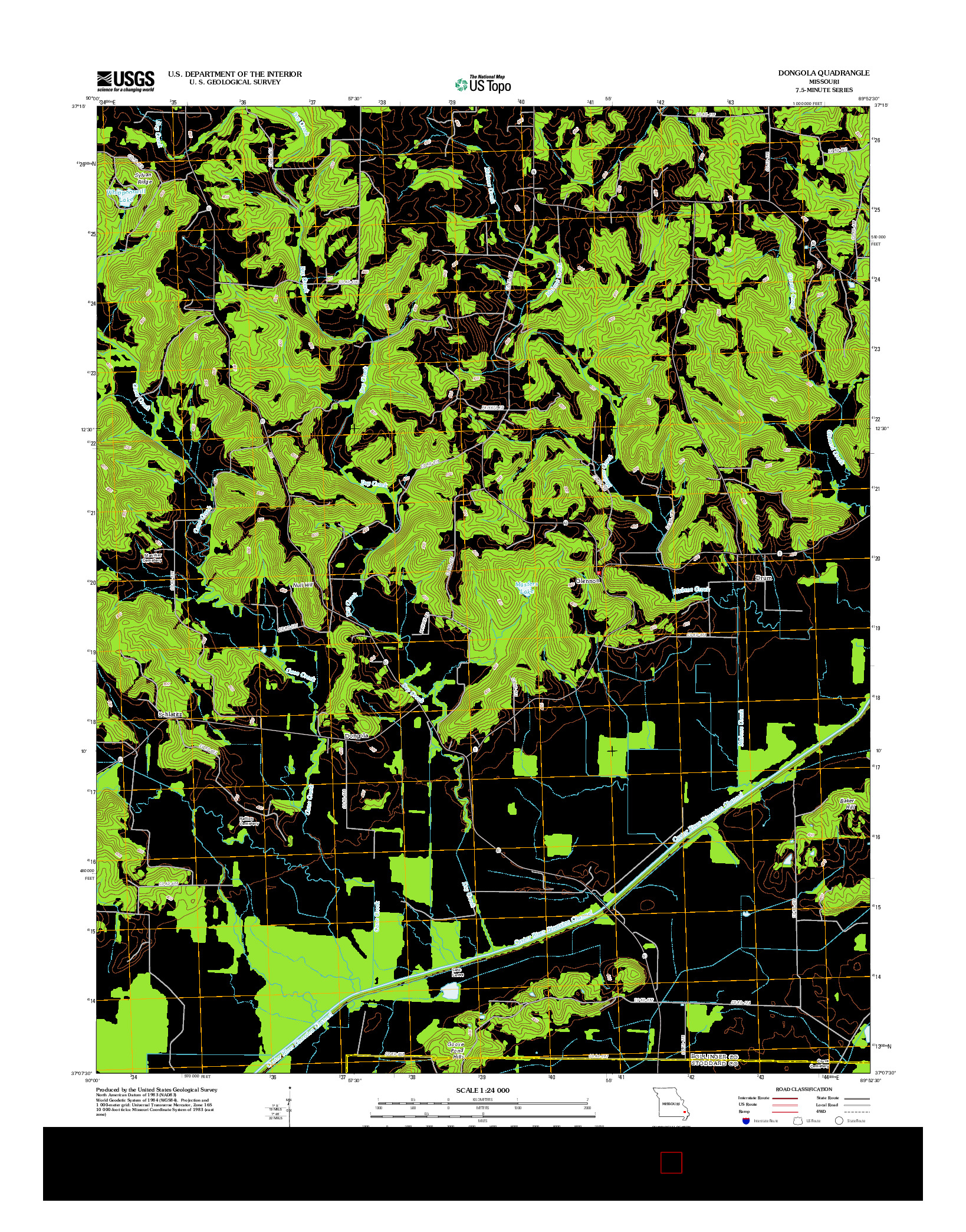 USGS US TOPO 7.5-MINUTE MAP FOR DONGOLA, MO 2012