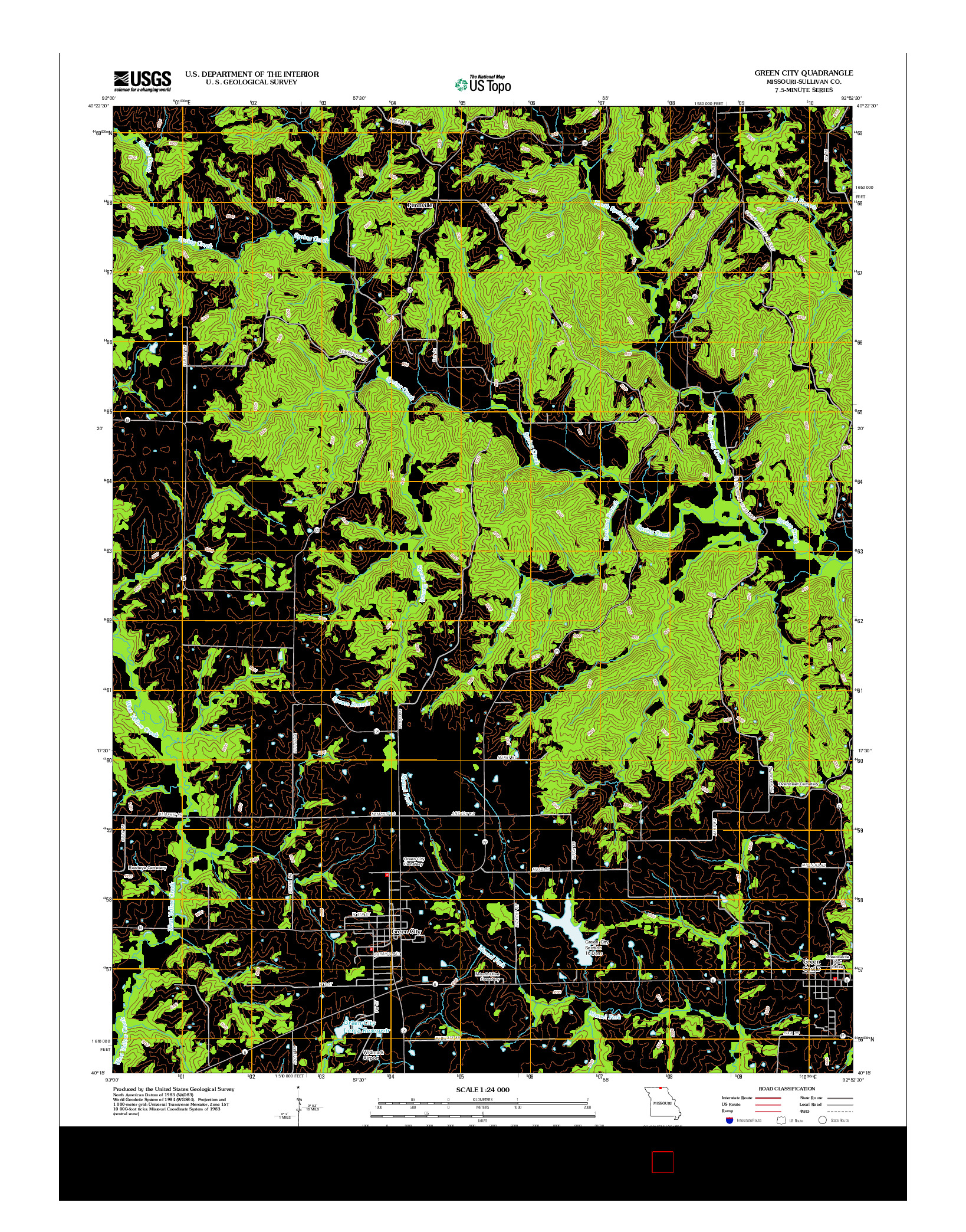 USGS US TOPO 7.5-MINUTE MAP FOR GREEN CITY, MO 2012