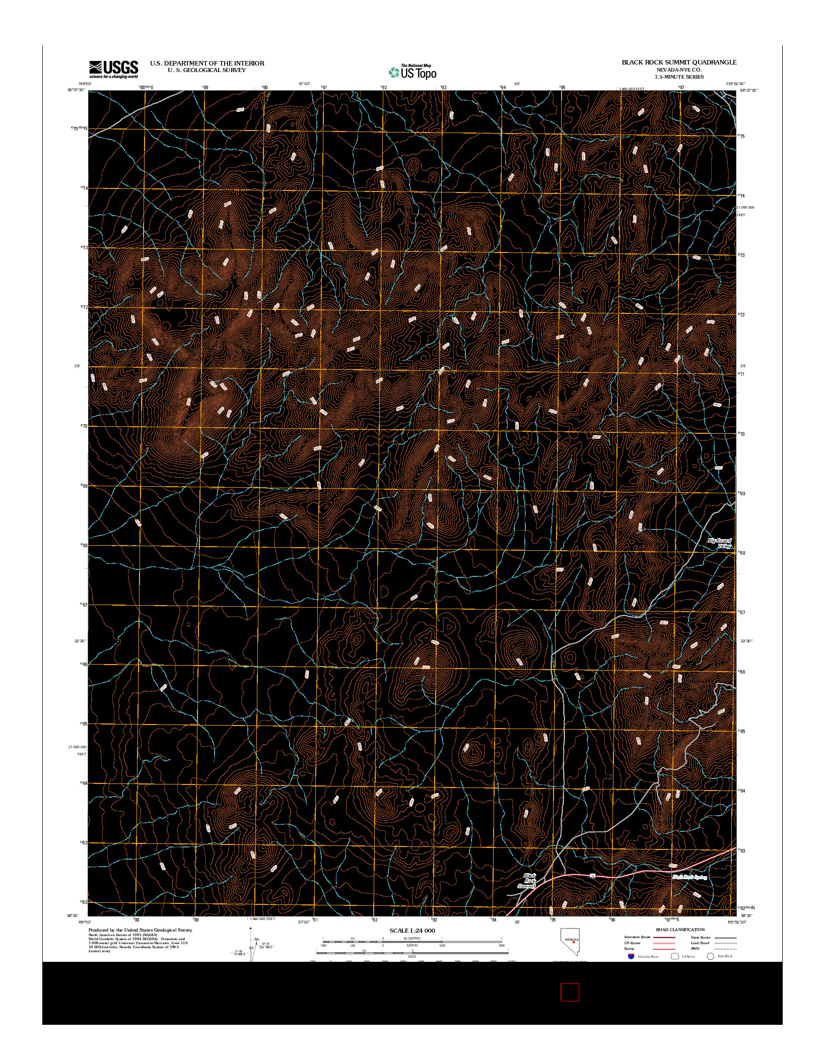 USGS US TOPO 7.5-MINUTE MAP FOR BLACK ROCK SUMMIT, NV 2012