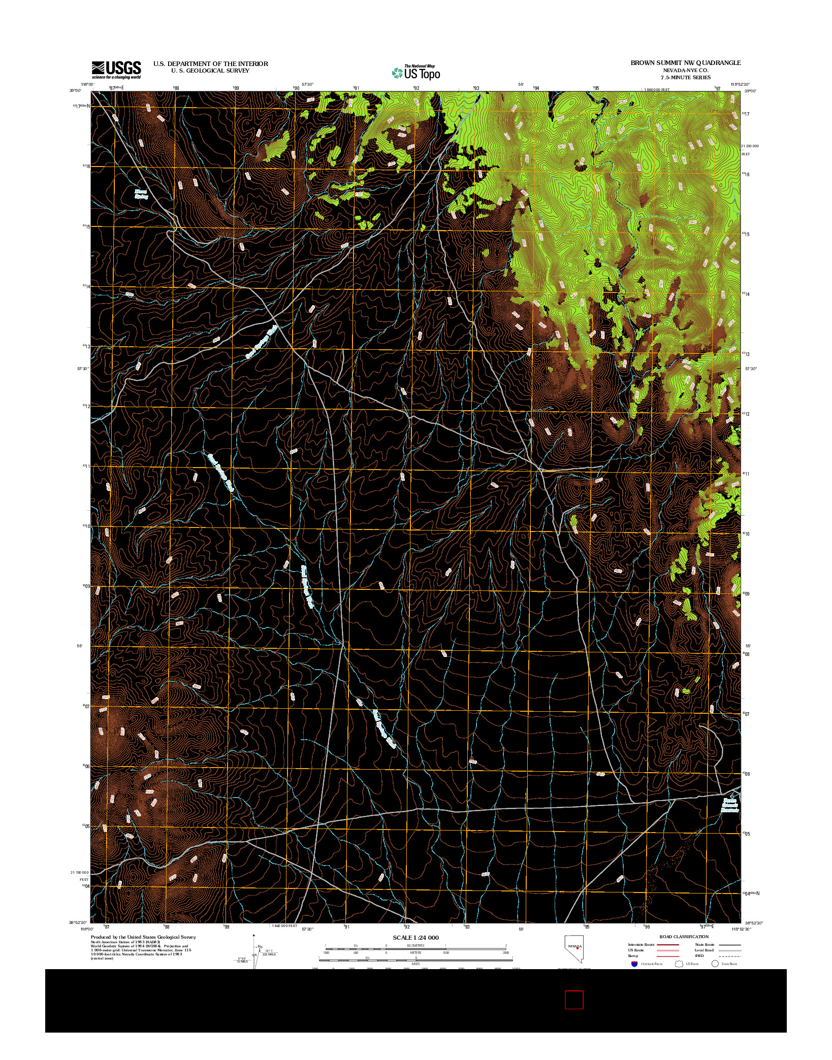 USGS US TOPO 7.5-MINUTE MAP FOR BROWN SUMMIT NW, NV 2012