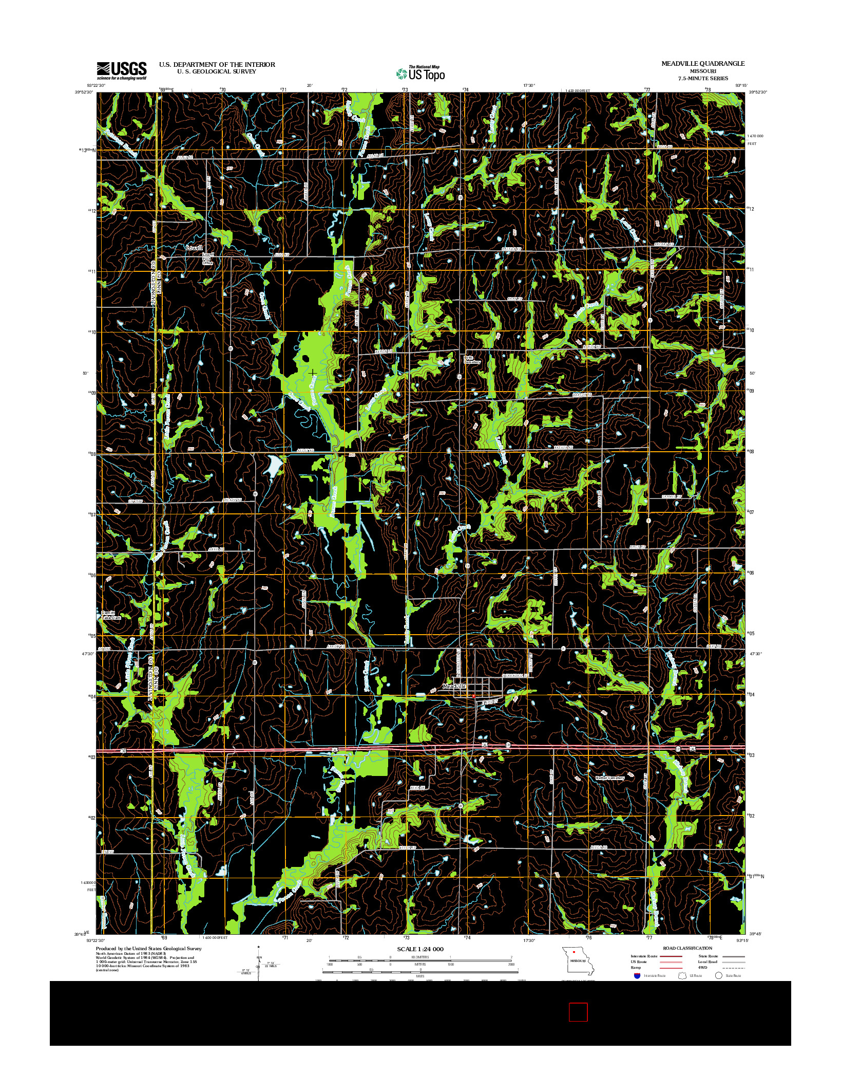 USGS US TOPO 7.5-MINUTE MAP FOR MEADVILLE, MO 2012
