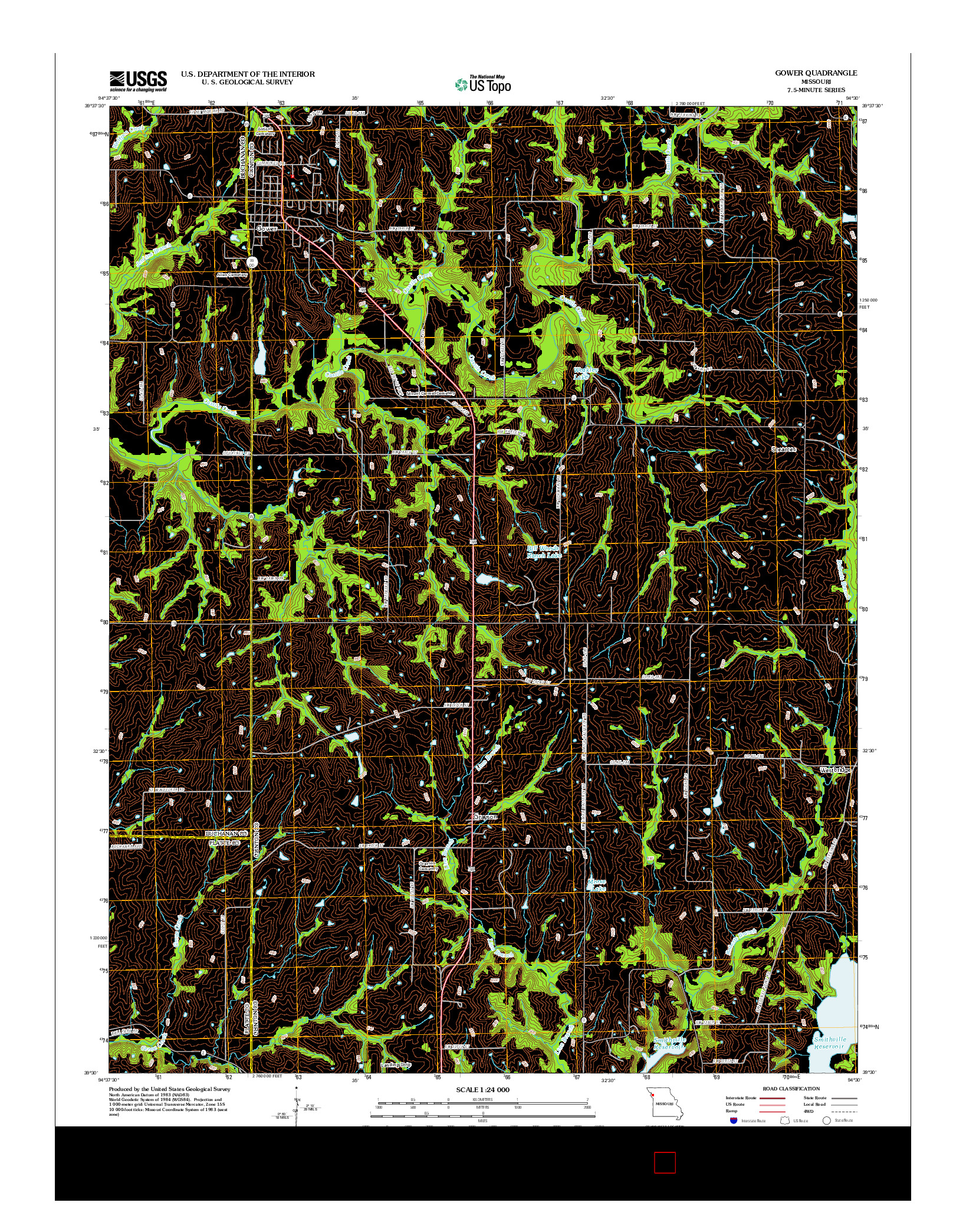 USGS US TOPO 7.5-MINUTE MAP FOR GOWER, MO 2012