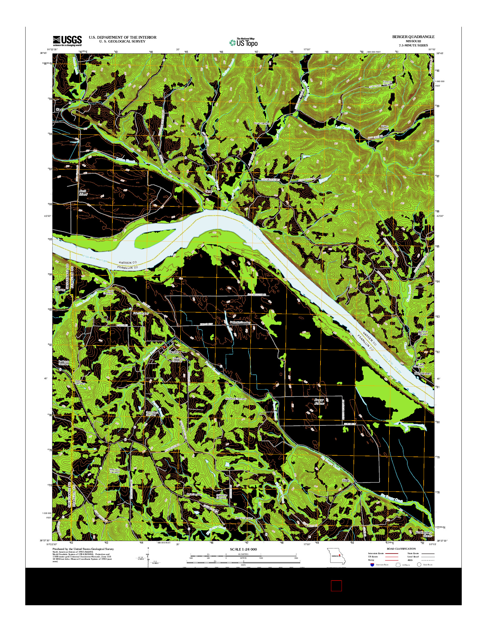 USGS US TOPO 7.5-MINUTE MAP FOR BERGER, MO 2012