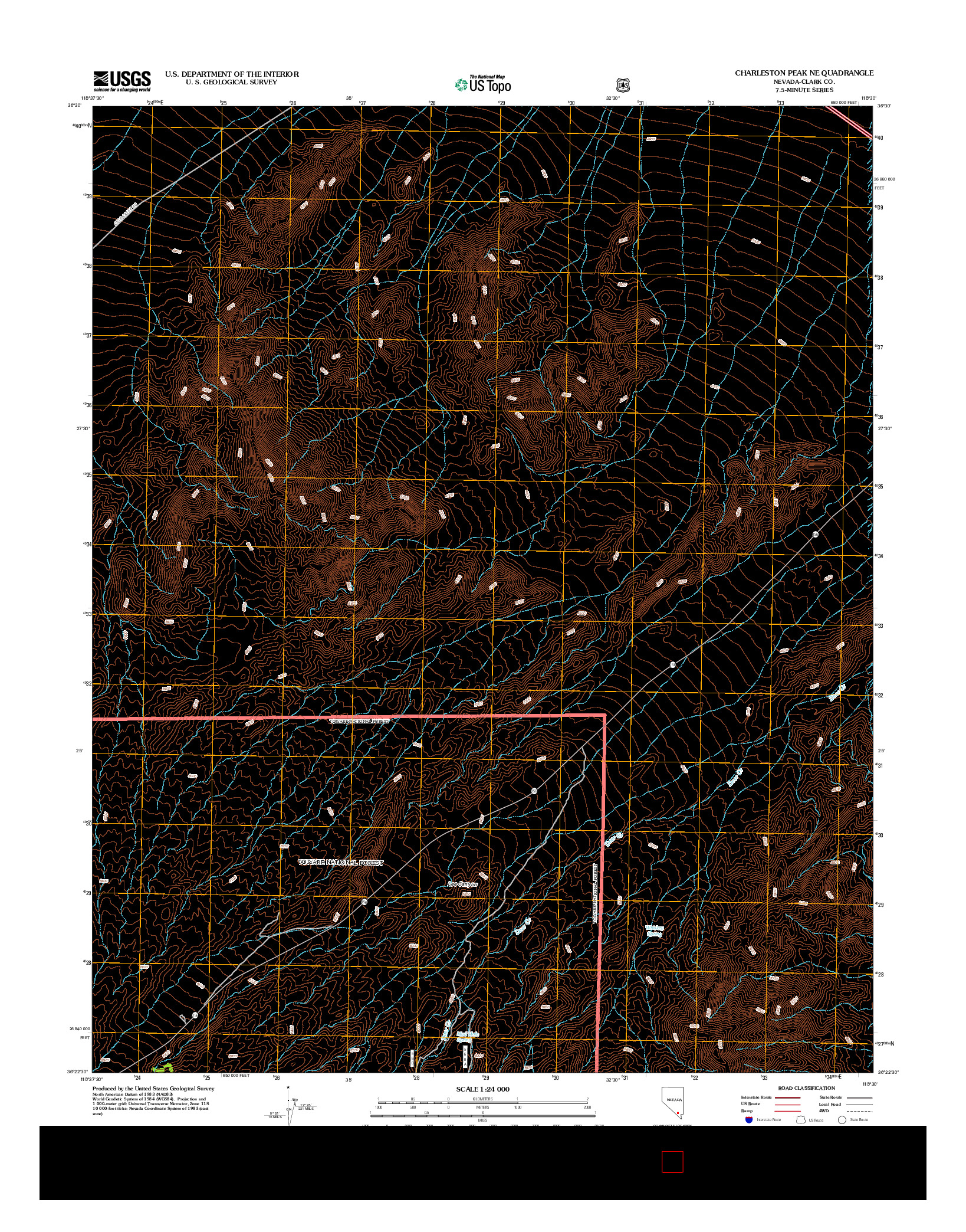 USGS US TOPO 7.5-MINUTE MAP FOR CHARLESTON PEAK NE, NV 2012