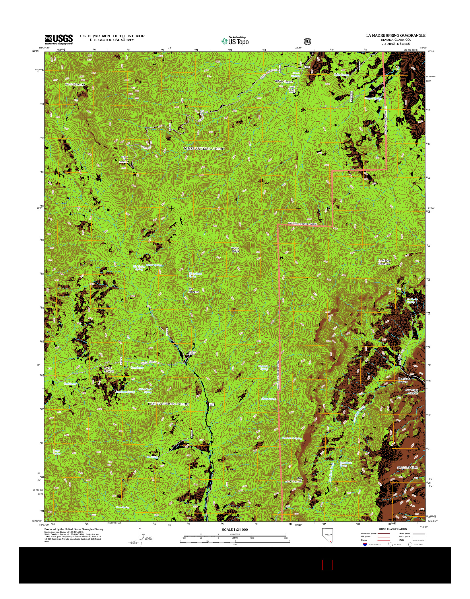 USGS US TOPO 7.5-MINUTE MAP FOR LA MADRE SPRING, NV 2012