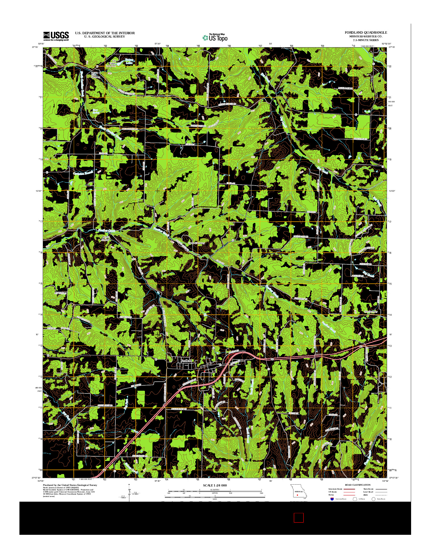 USGS US TOPO 7.5-MINUTE MAP FOR FORDLAND, MO 2012