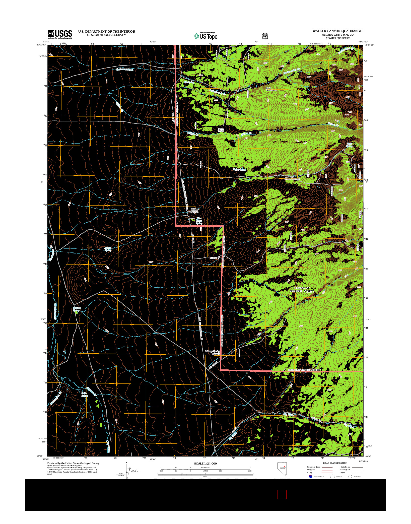 USGS US TOPO 7.5-MINUTE MAP FOR WALKER CANYON, NV 2012