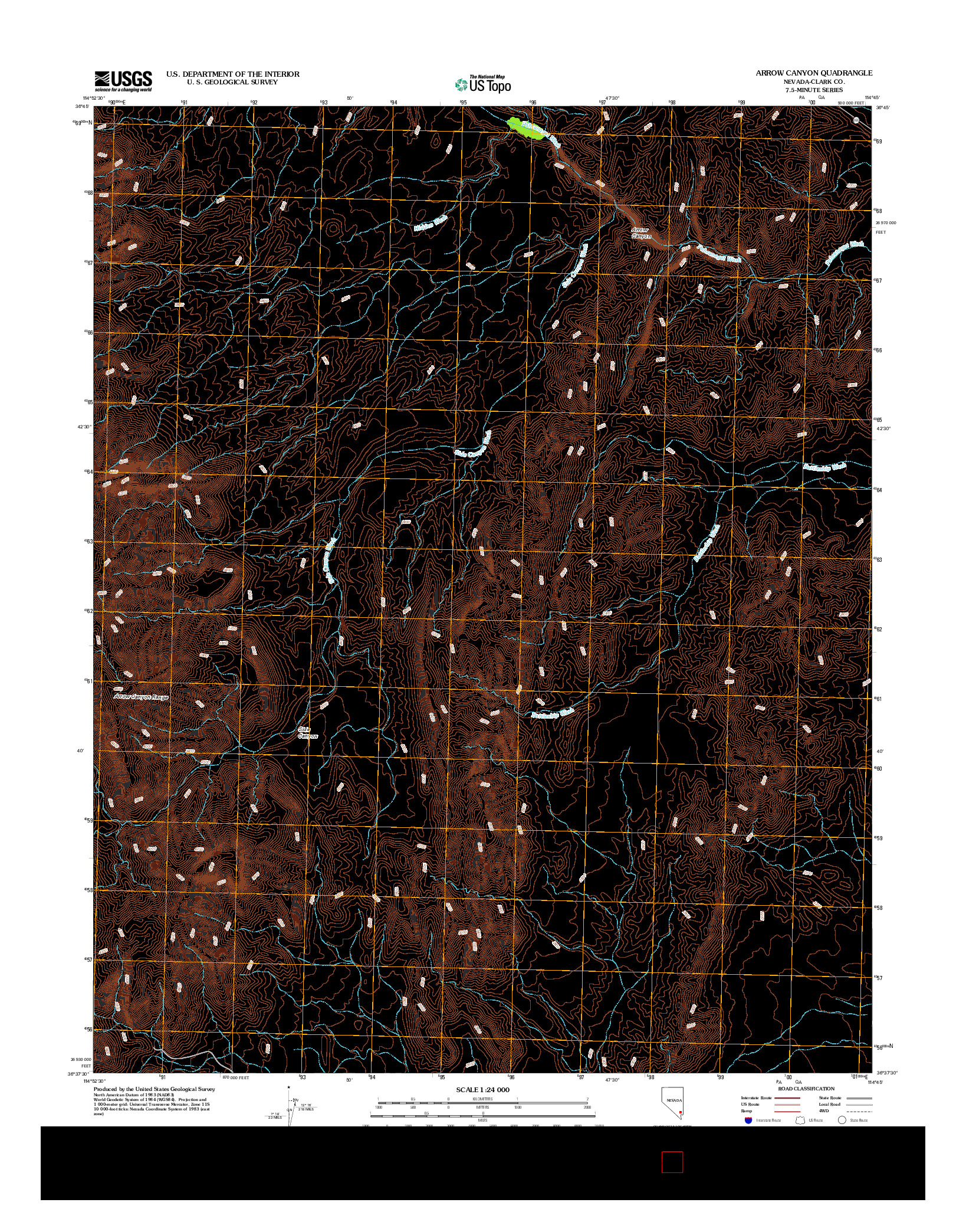 USGS US TOPO 7.5-MINUTE MAP FOR ARROW CANYON, NV 2012