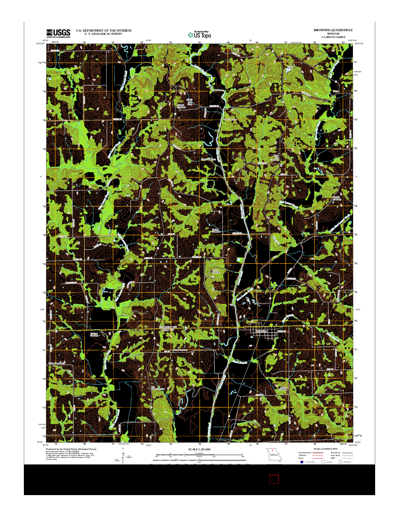 USGS US TOPO 7.5-MINUTE MAP FOR BROWNING, MO 2012