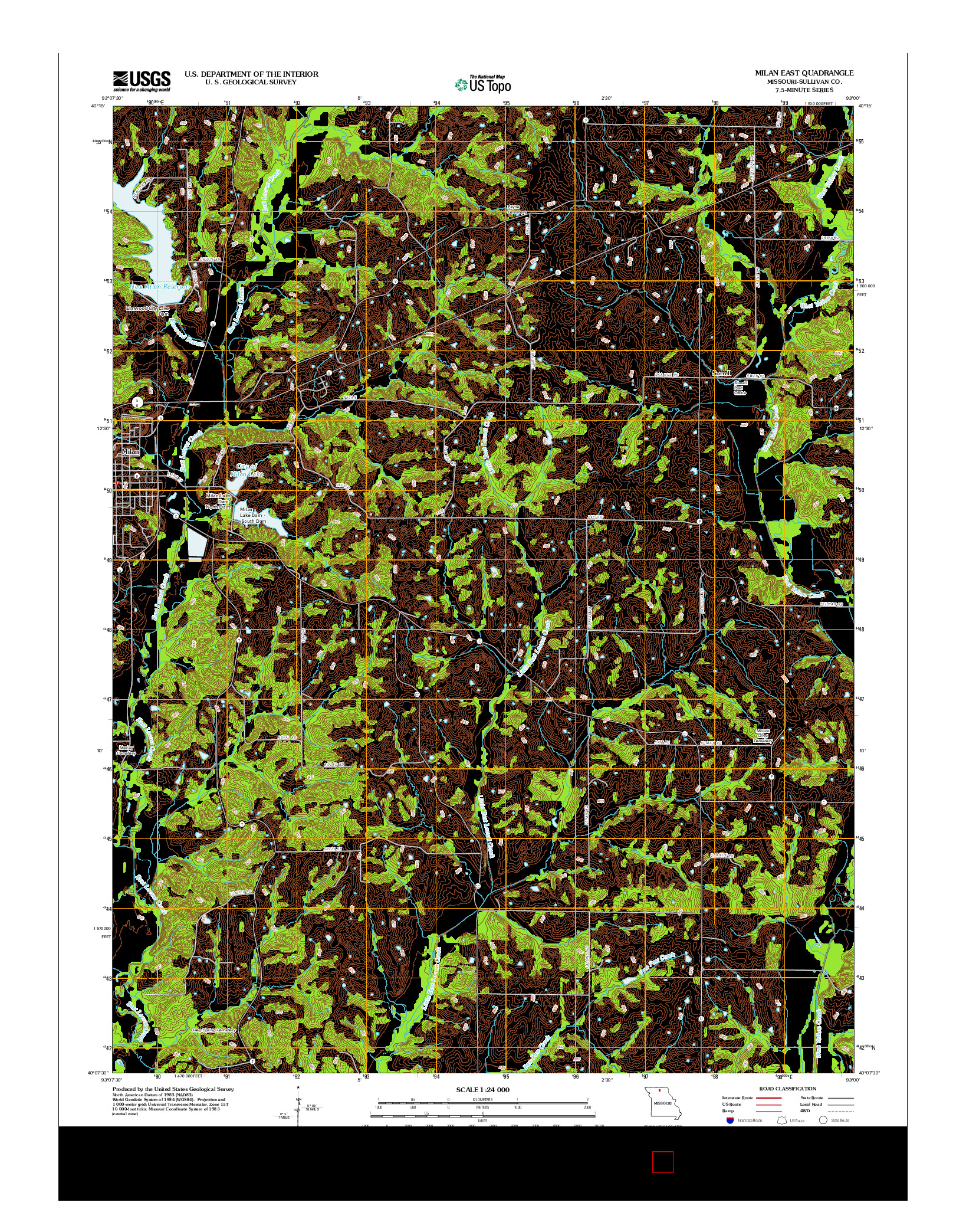 USGS US TOPO 7.5-MINUTE MAP FOR MILAN EAST, MO 2012