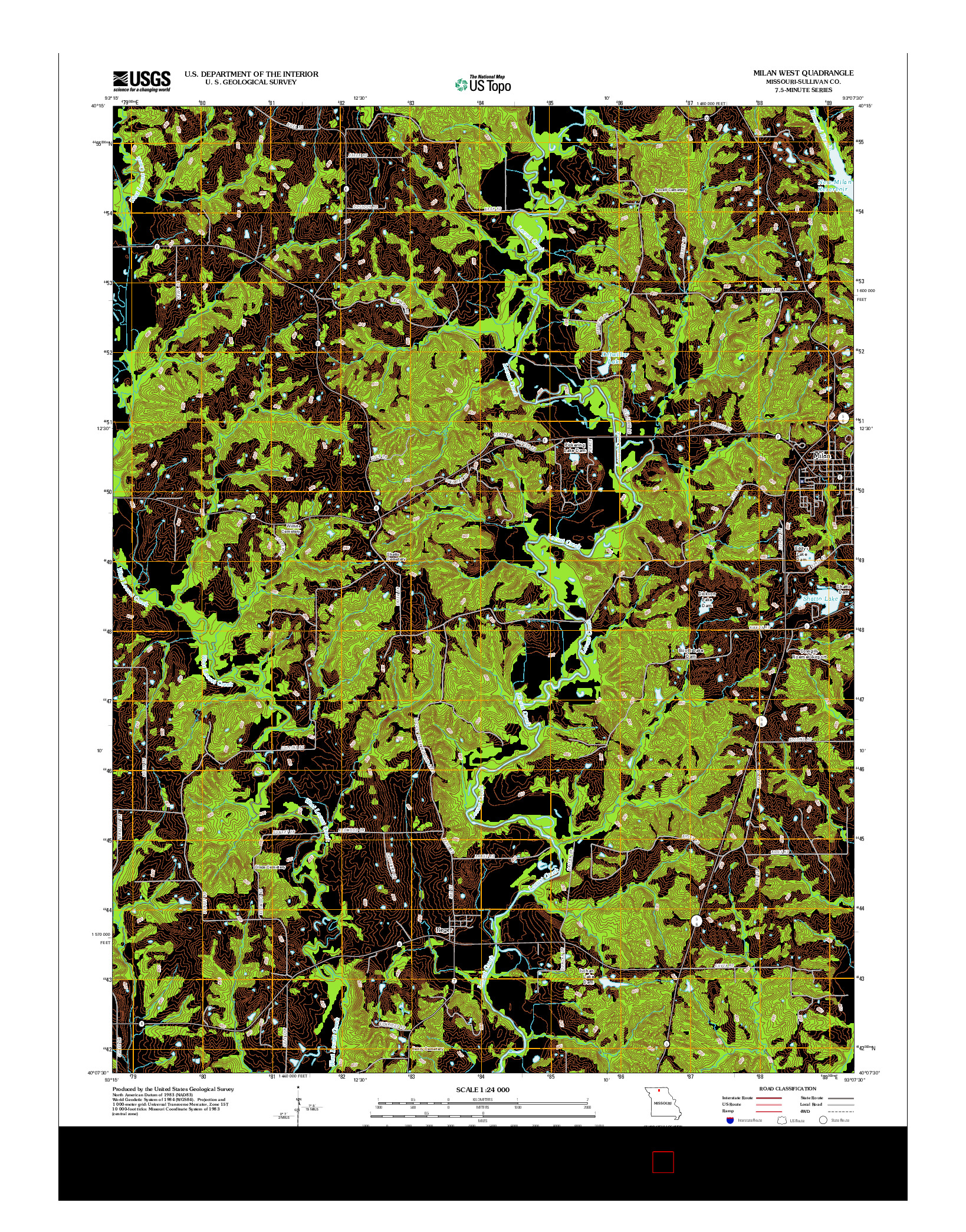 USGS US TOPO 7.5-MINUTE MAP FOR MILAN WEST, MO 2012