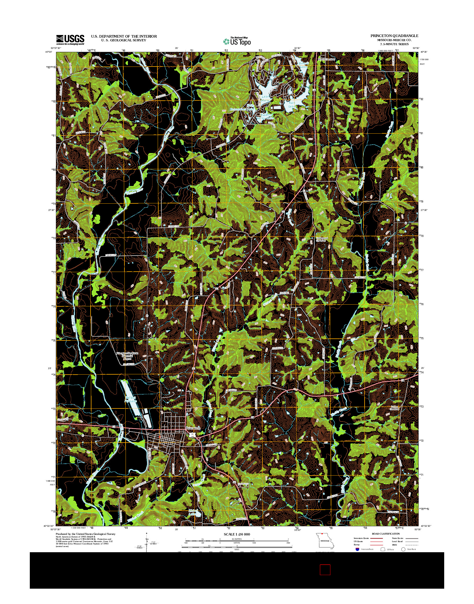 USGS US TOPO 7.5-MINUTE MAP FOR PRINCETON, MO 2012