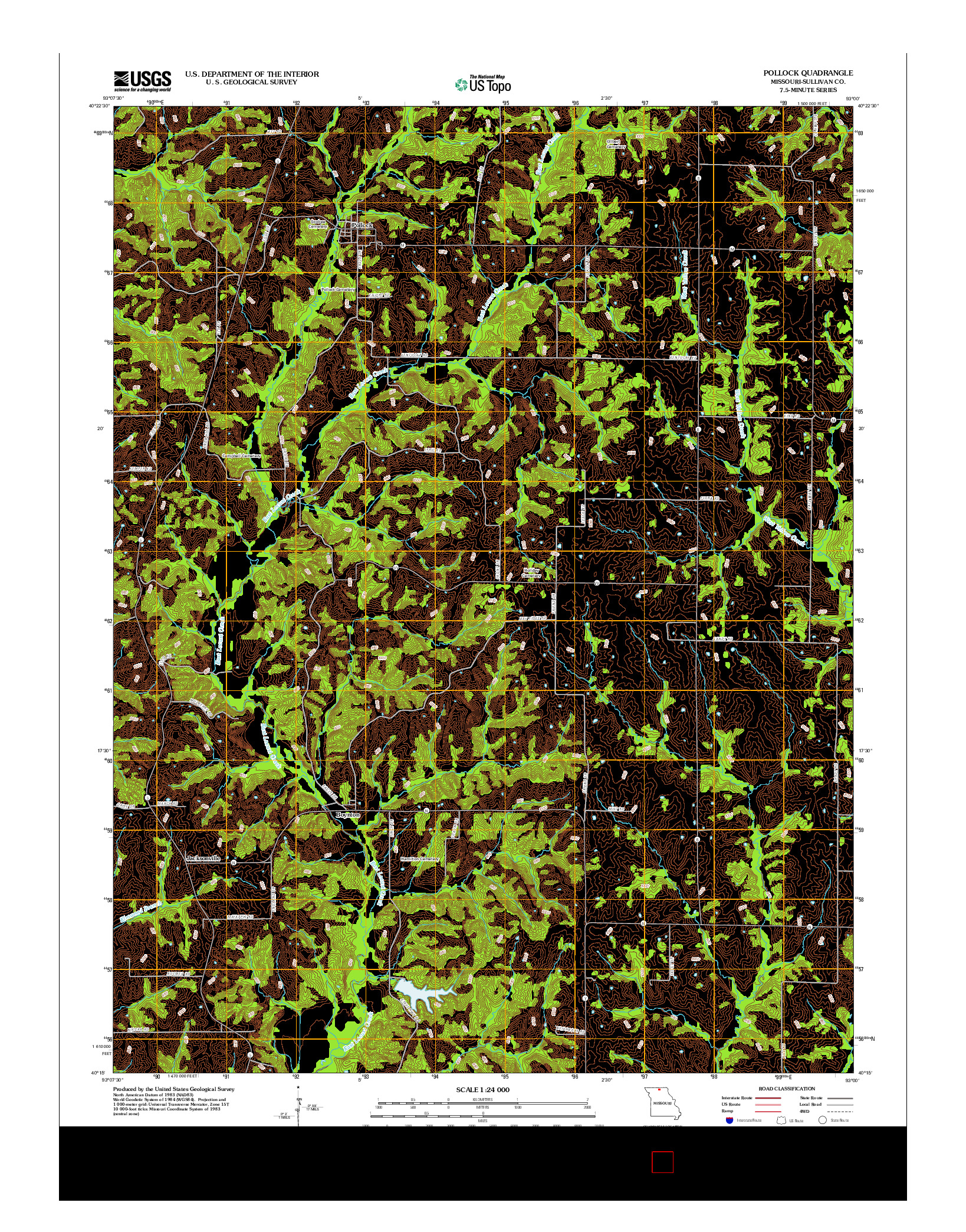 USGS US TOPO 7.5-MINUTE MAP FOR POLLOCK, MO 2012