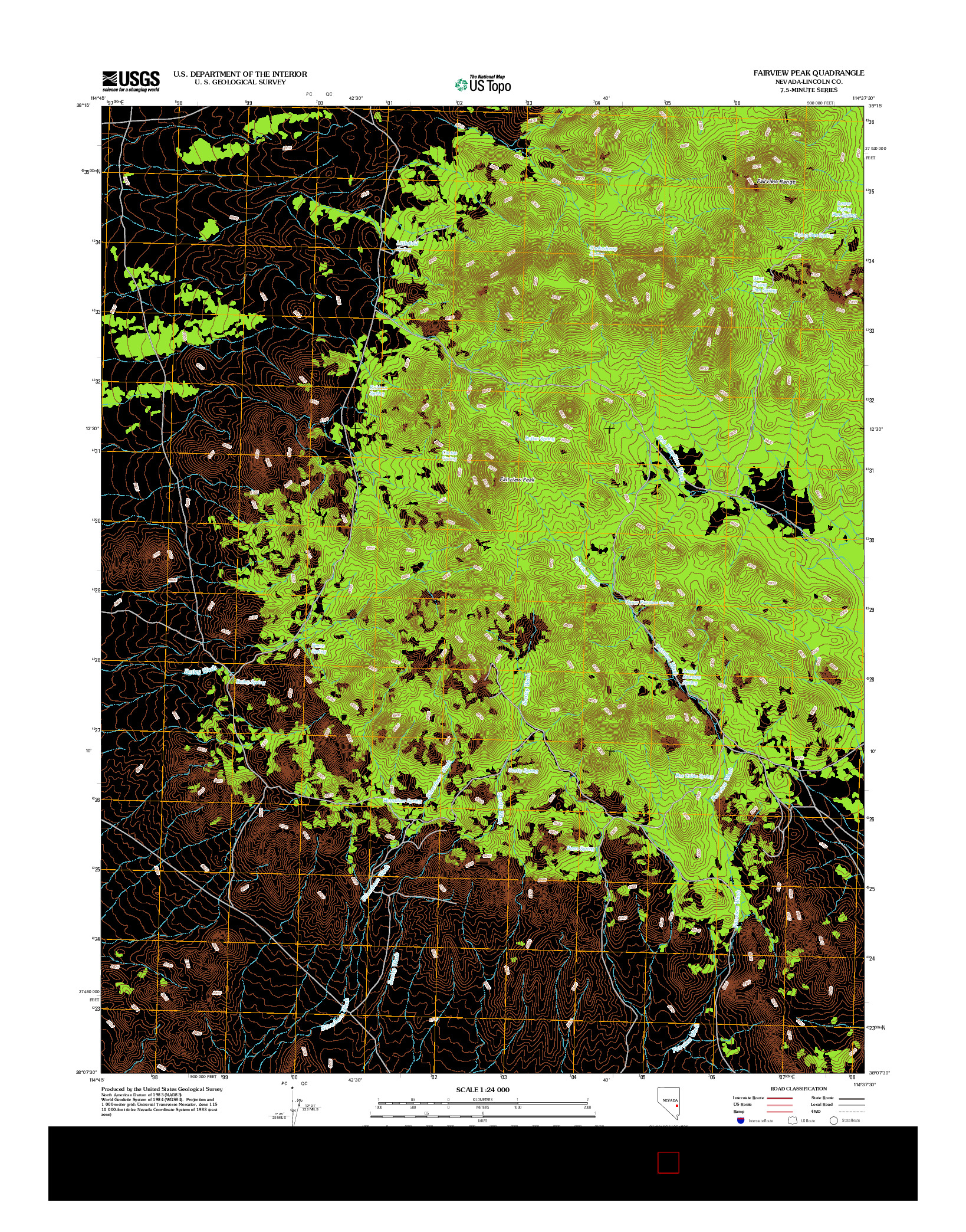 USGS US TOPO 7.5-MINUTE MAP FOR FAIRVIEW PEAK, NV 2012