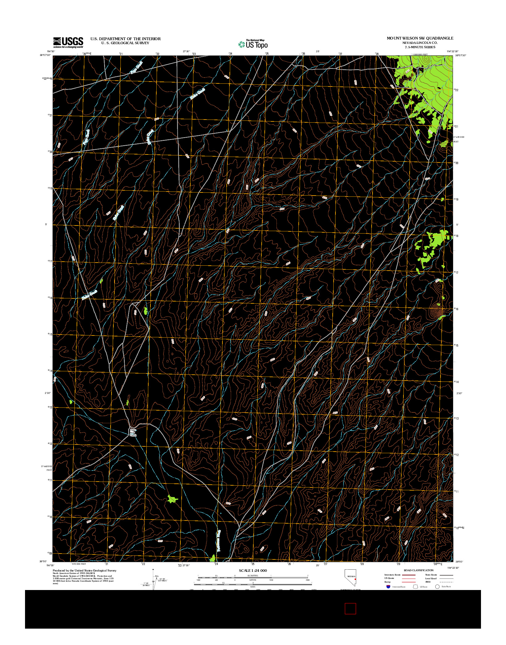 USGS US TOPO 7.5-MINUTE MAP FOR MOUNT WILSON SW, NV 2012