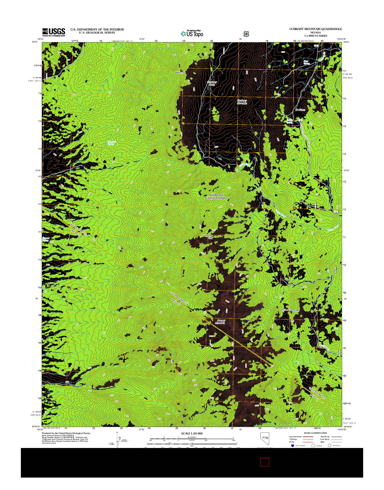 USGS US TOPO 7.5-MINUTE MAP FOR CURRANT MOUNTAIN, NV 2012